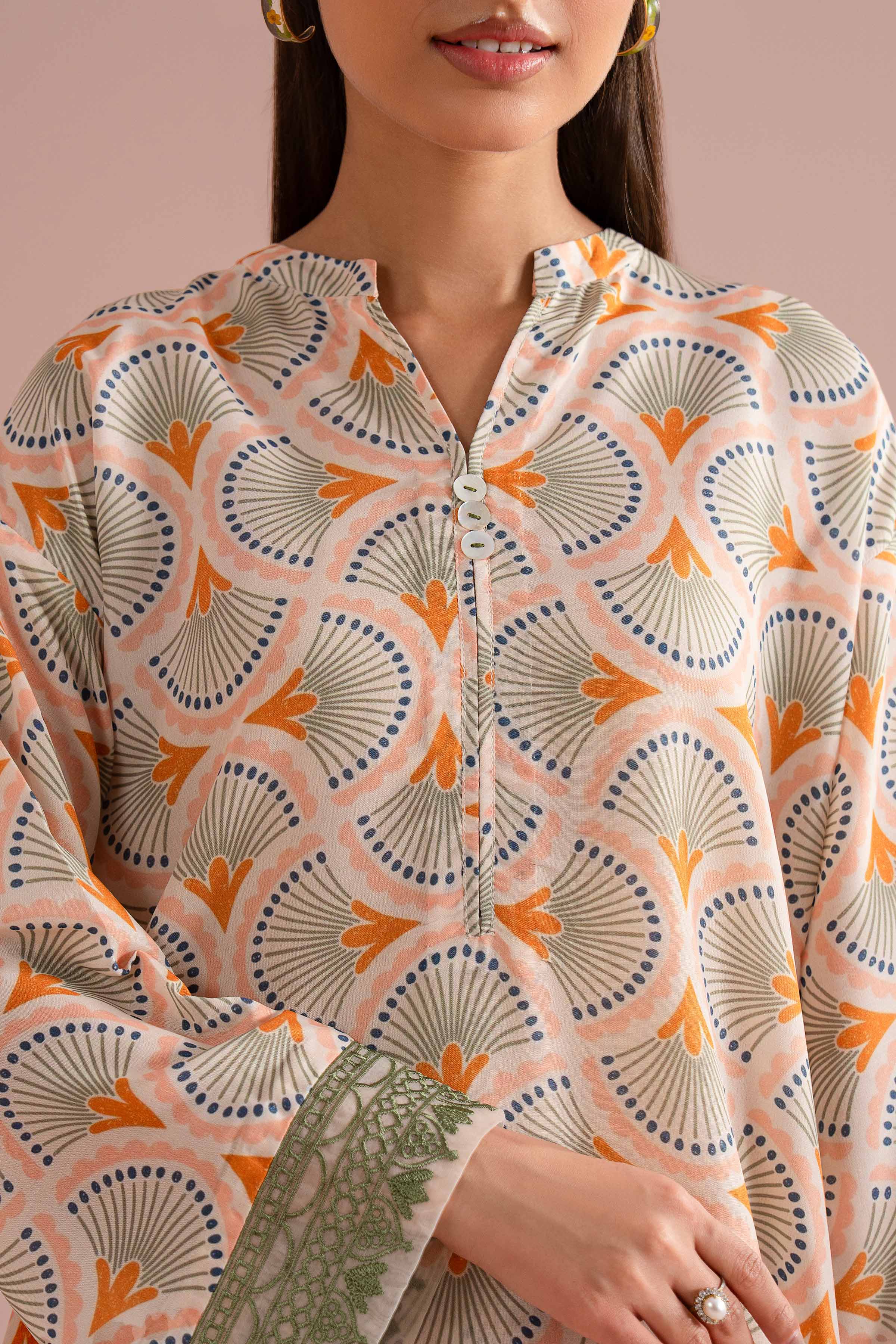Nishat UK - Orange Embroidered Lawn 2-piece ready to wear Dress