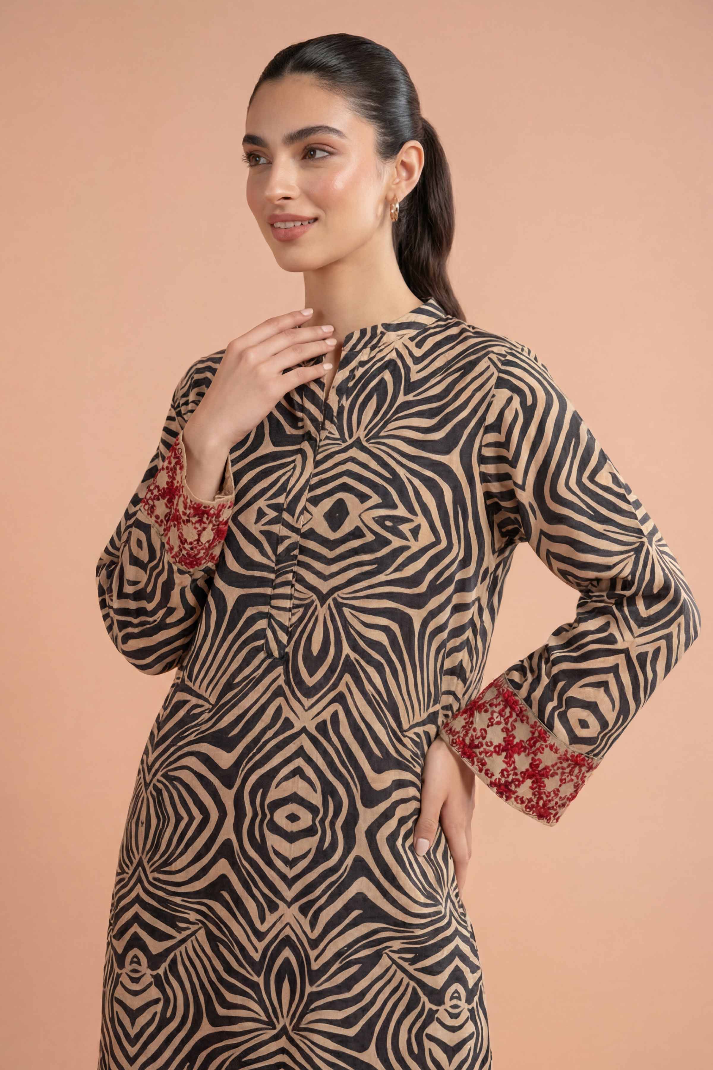 NishatUK - Beige Embroidered Lawn 2-piece ready to wear Dress