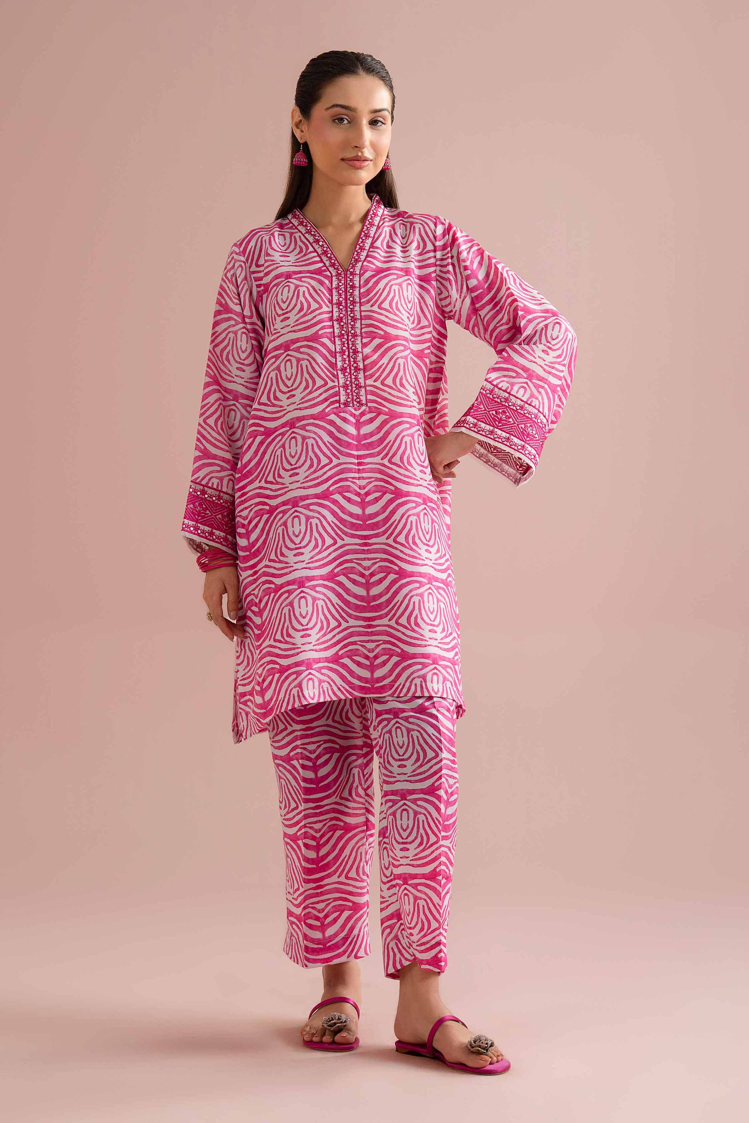 NishatUK - Pink Embroidered Lawn 2-piece ready to wear Dress