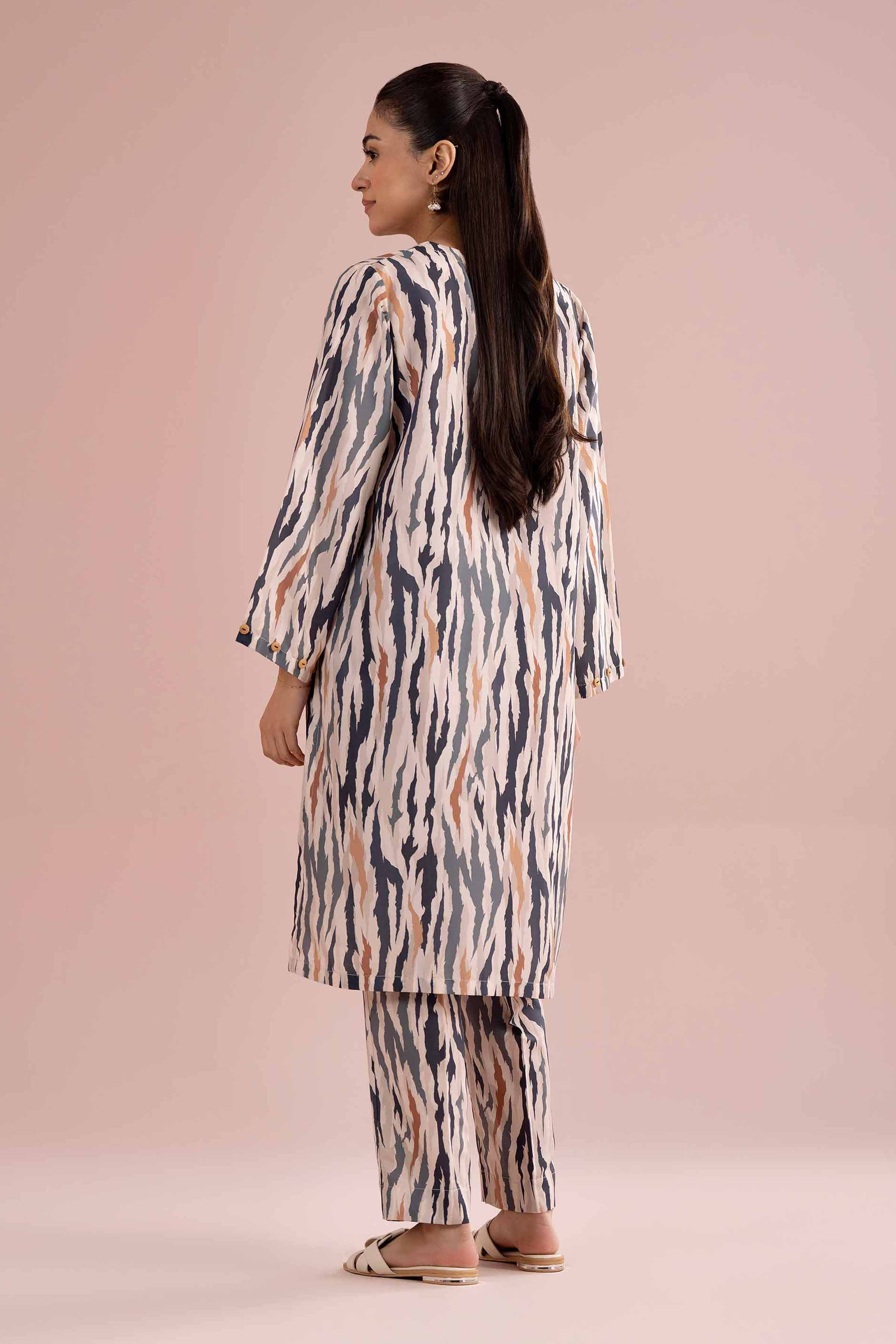 NishatUK - Off White Printed Lawn  ready to wear Dress