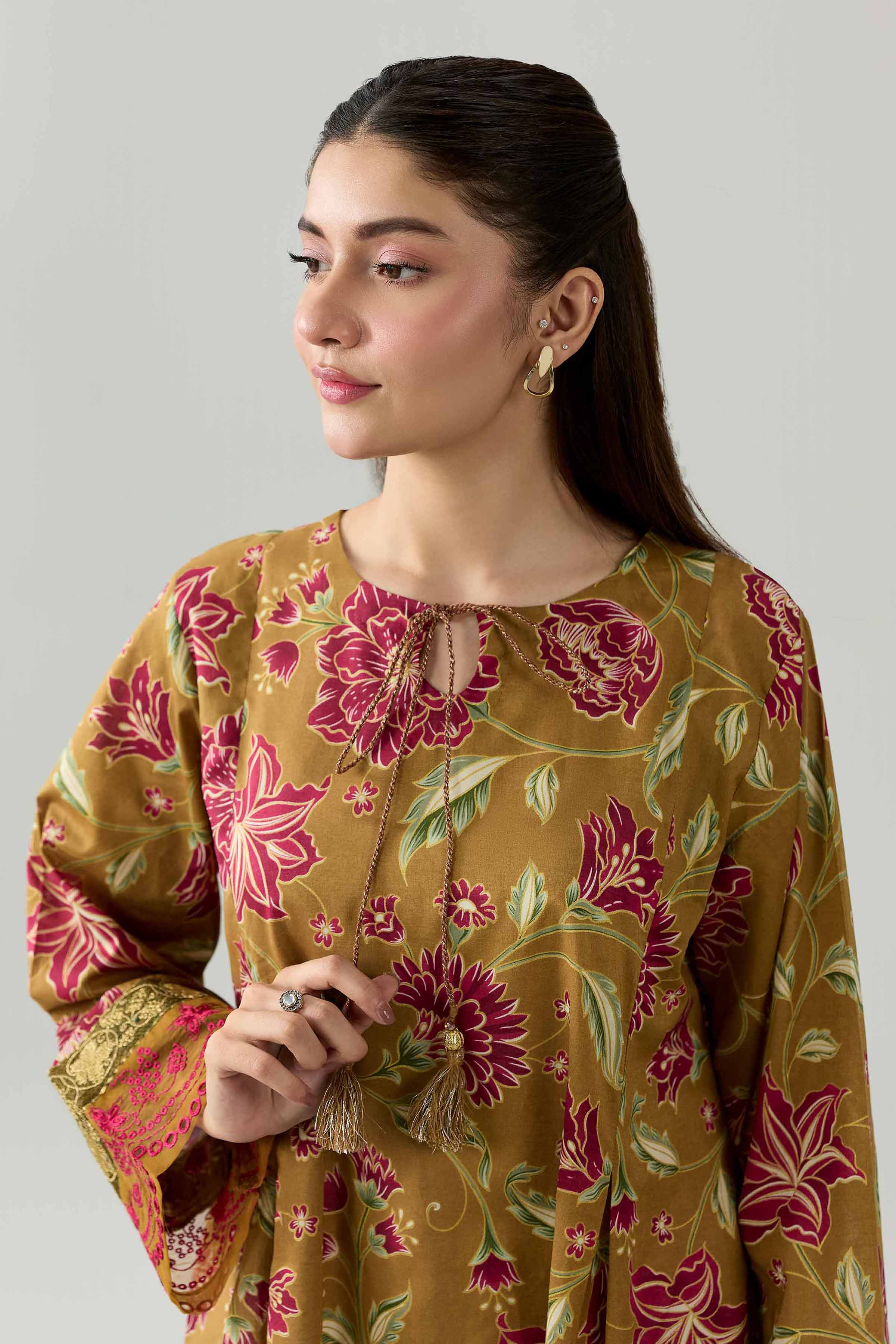 Nishat UK - Brown Embroidered Lawn 1 Piece ready to wear Shirt