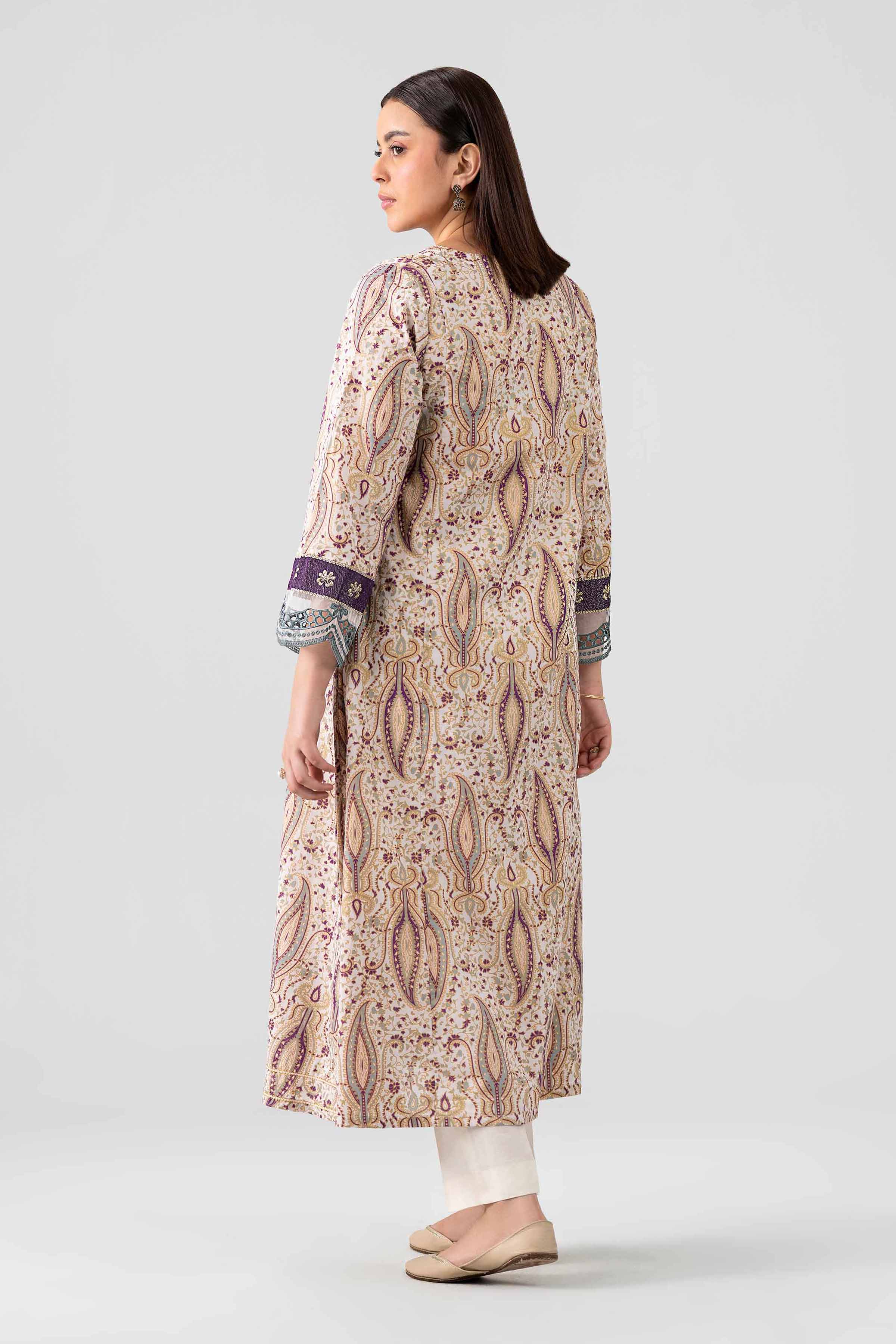 Nishat UK - Beige Embroidered Lawn 1 Piece ready to wear Shirt