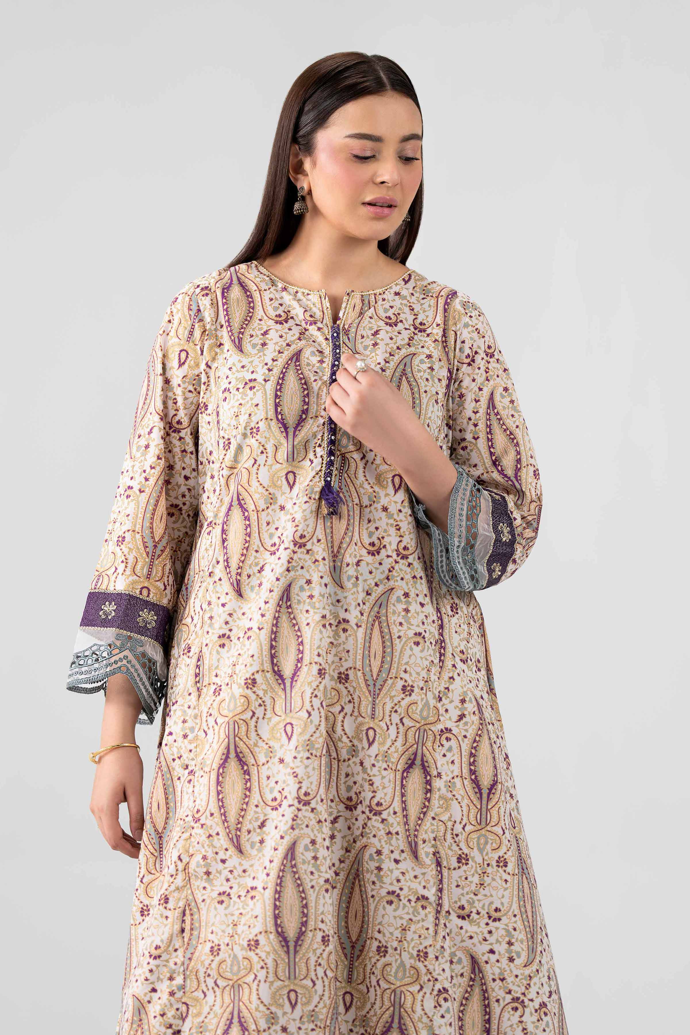 Nishat UK - Beige Embroidered Lawn 1 Piece ready to wear Shirt