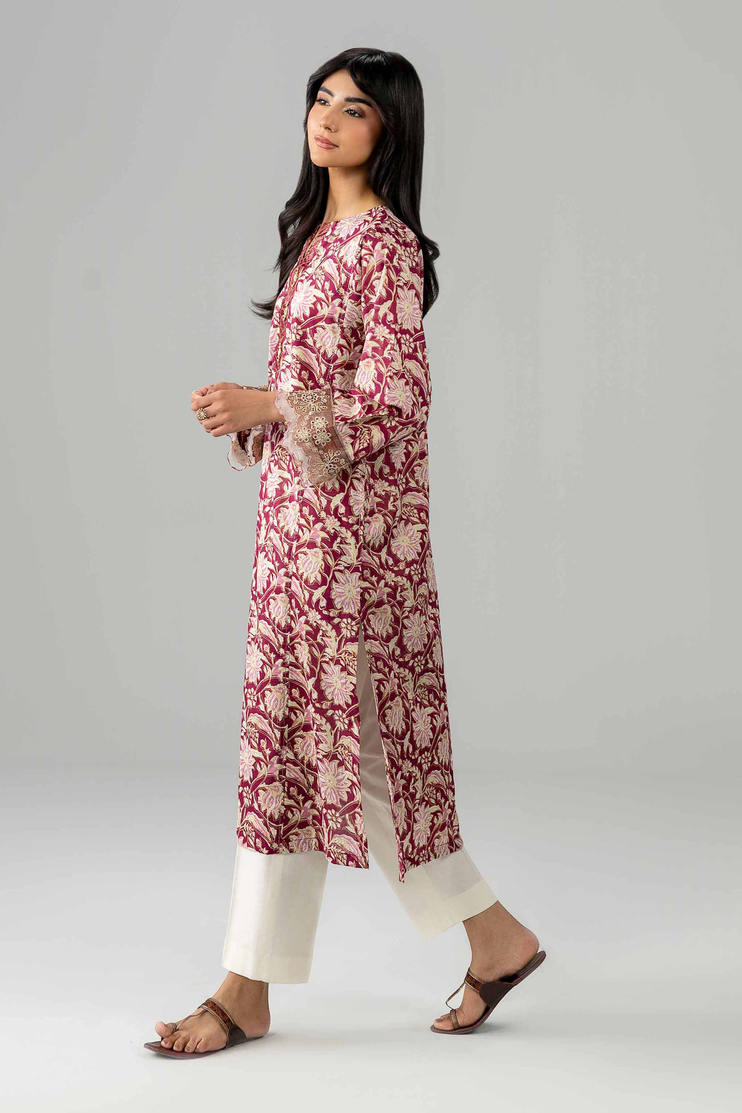 Nishat UK - Red Embroidered Lawn 1 Piece ready to wear Shirt