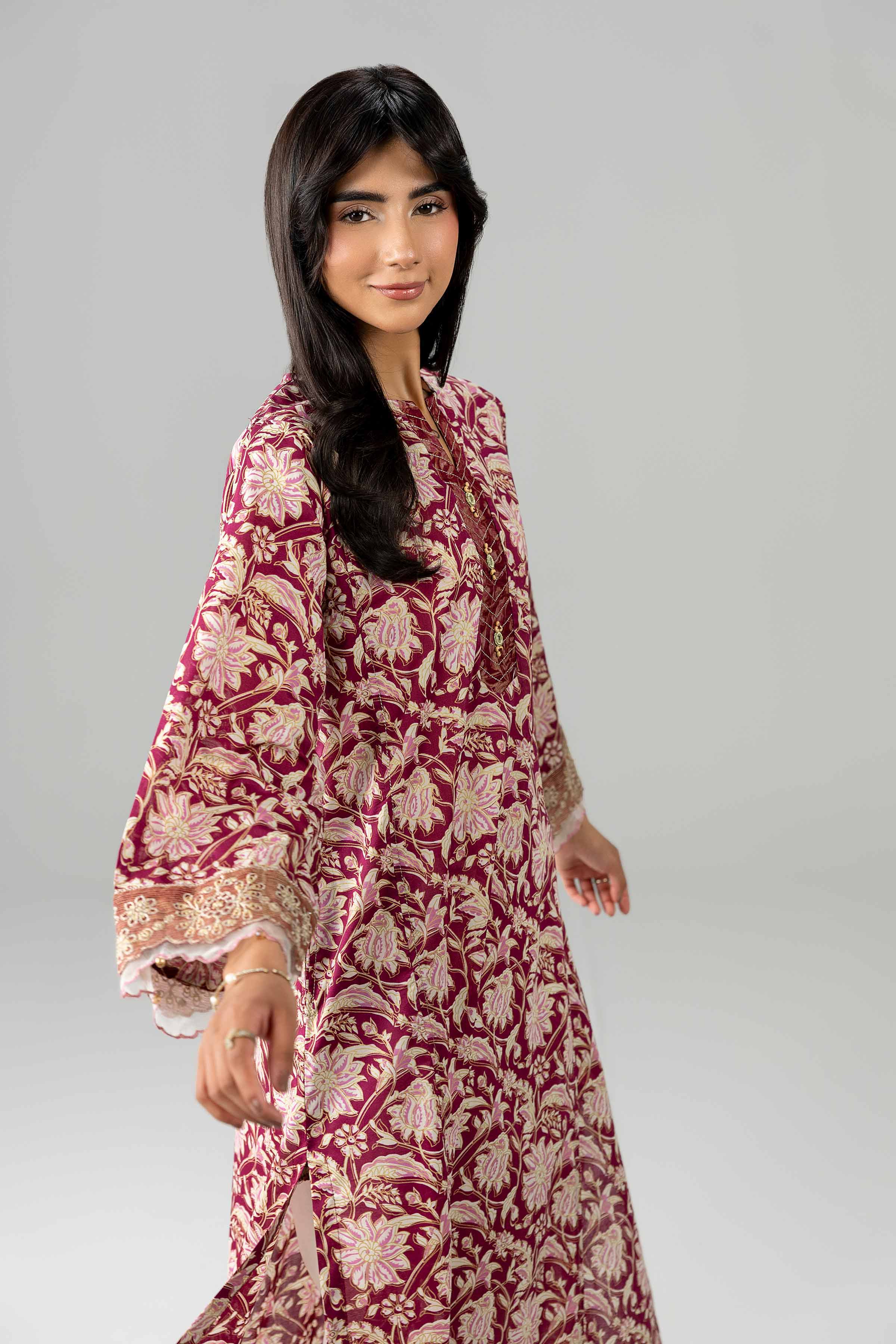 Nishat UK - Red Embroidered Lawn 1 Piece ready to wear Shirt