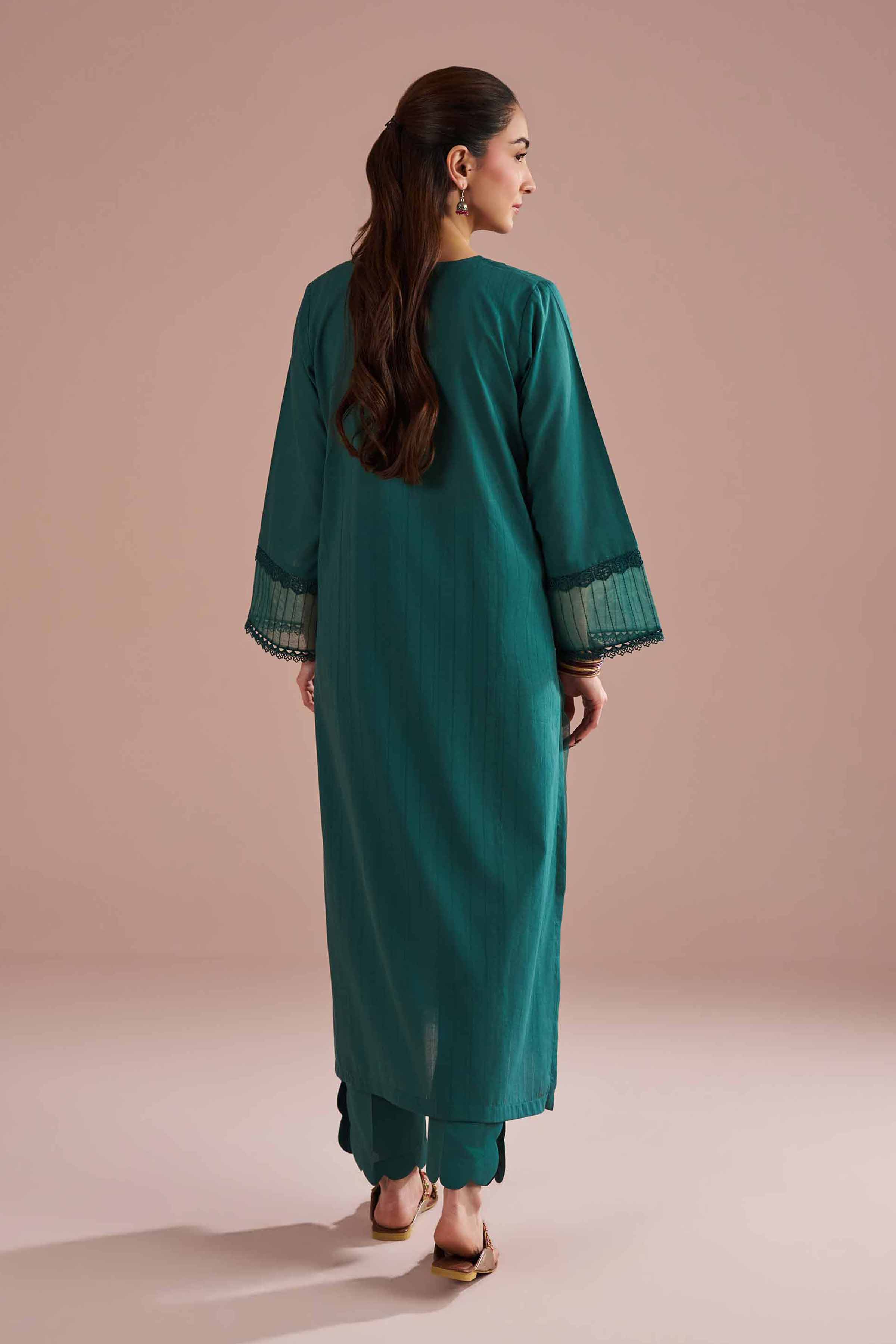 NishatUK - Green Solids Dobby 2-piece ready to wear Dress