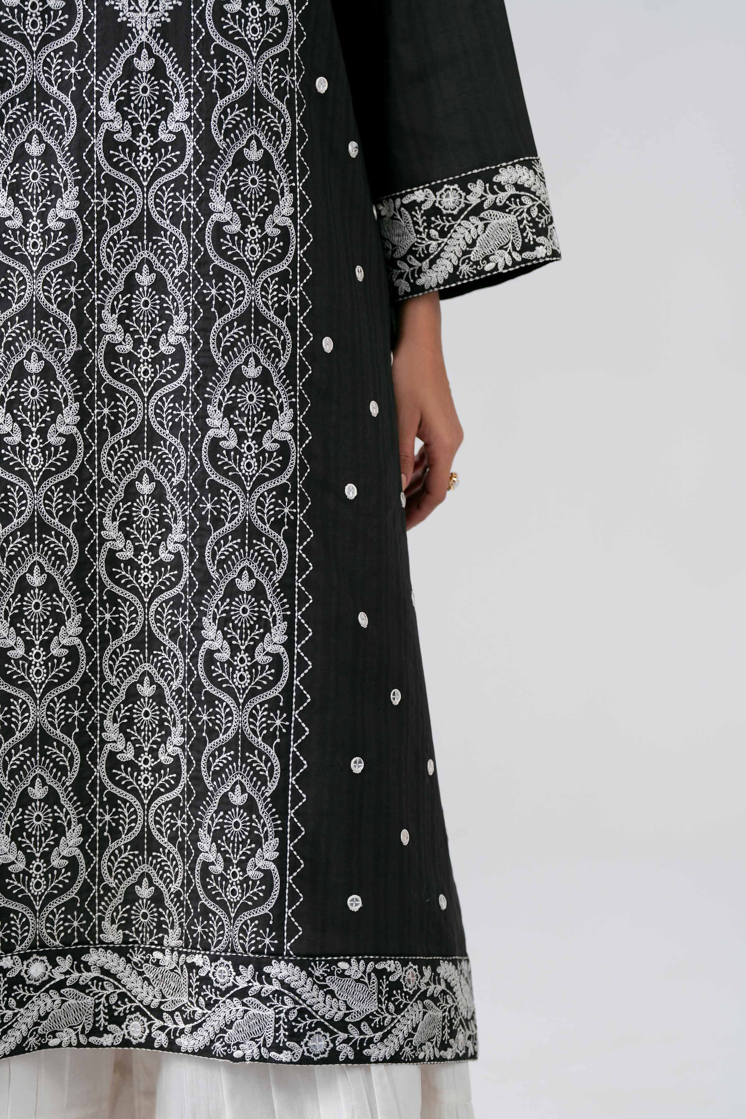 Nishat UK - Black Embroidered Dobby 1 Piece Ready To Wear Shirt