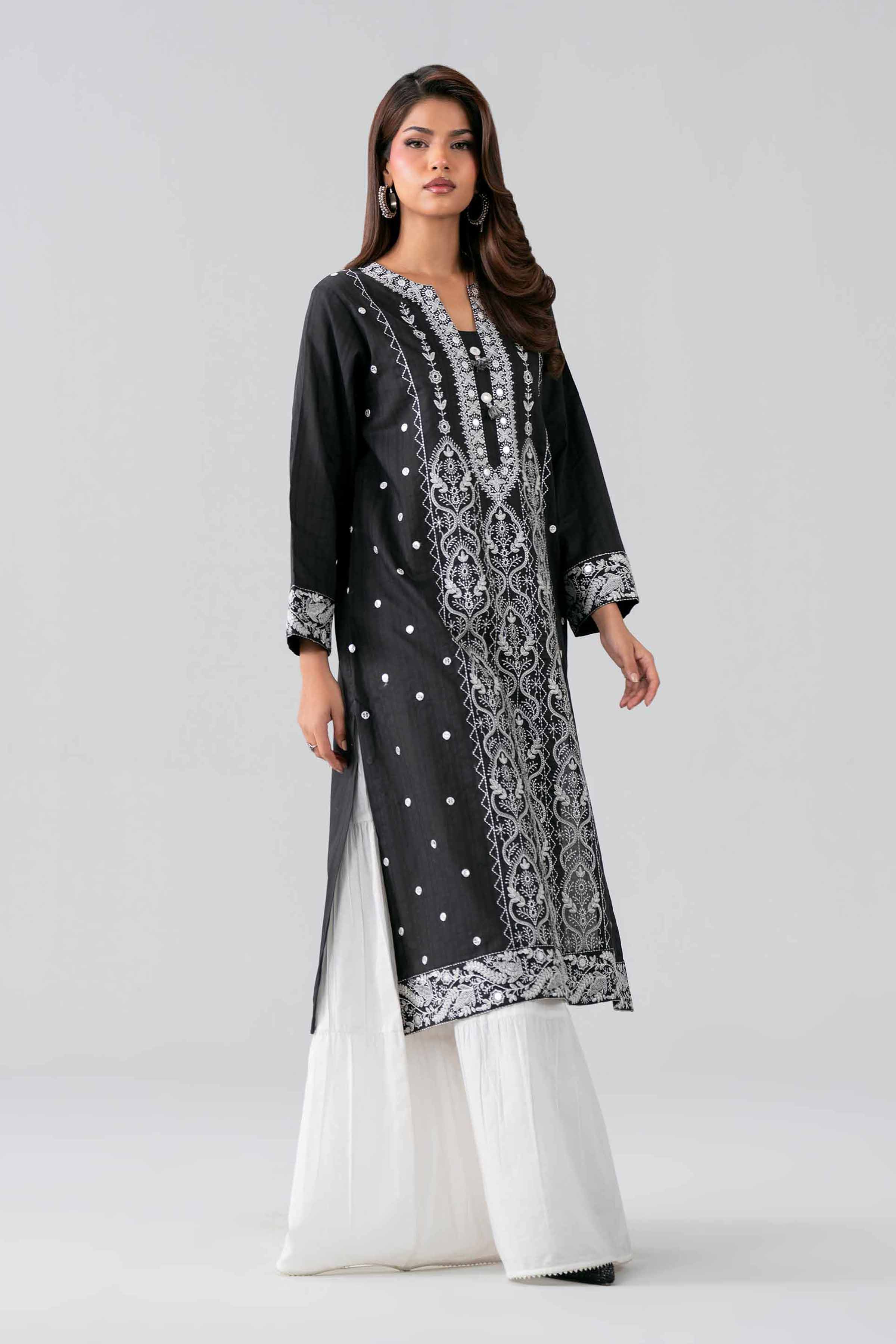 Nishat UK - Black Embroidered Dobby 1 Piece Ready To Wear Shirt