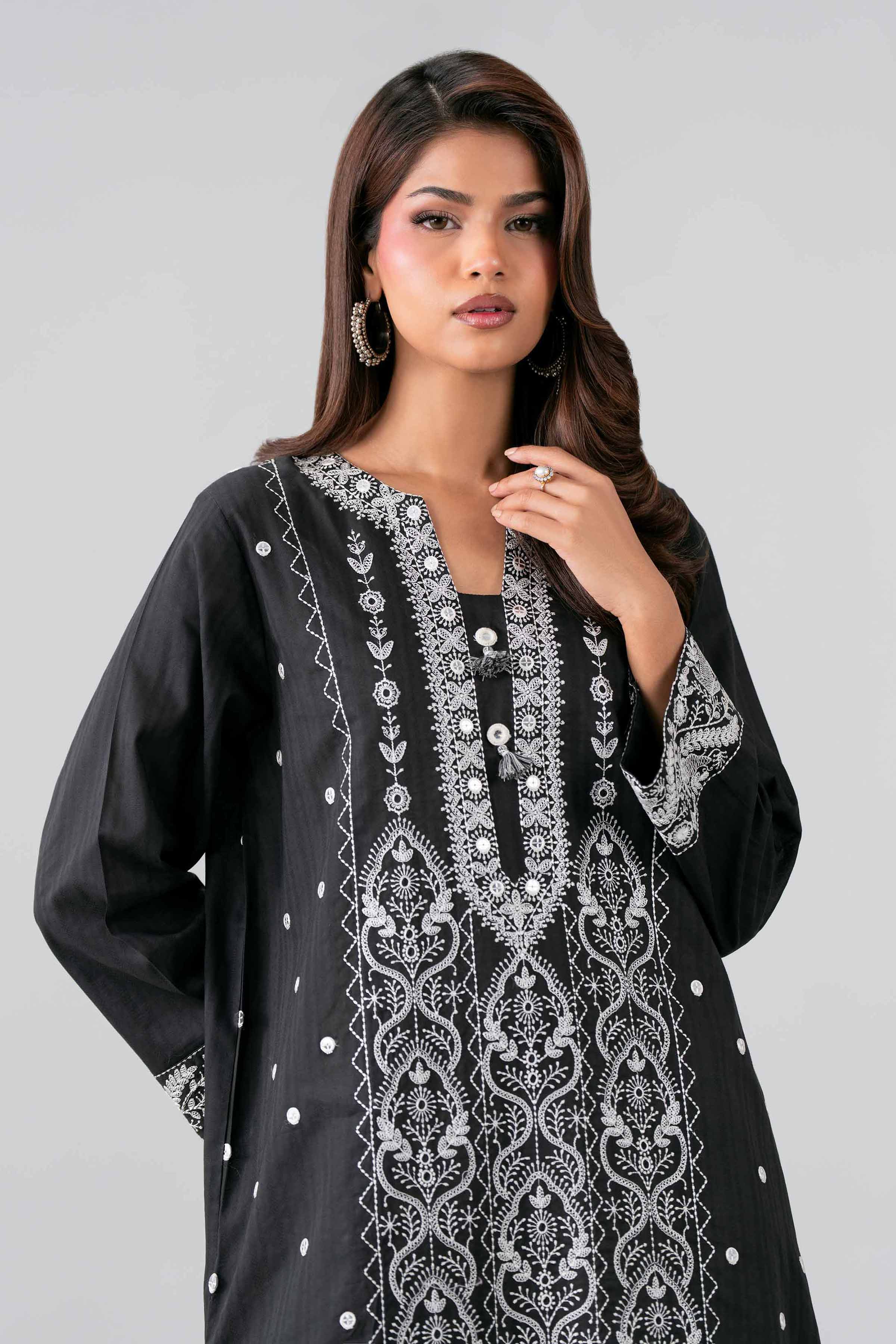 Nishat UK - Black Embroidered Dobby 1 Piece Ready To Wear Shirt