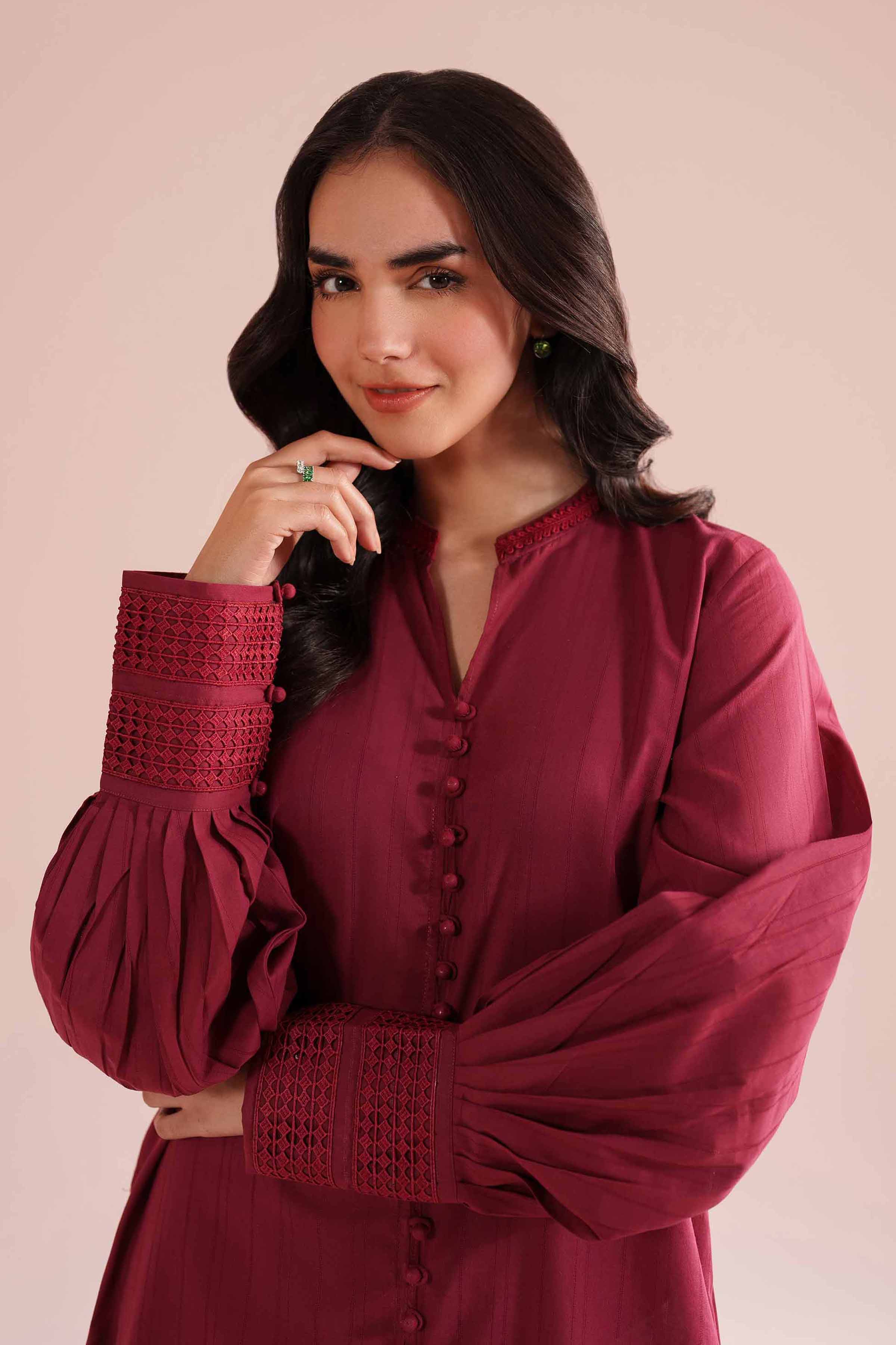 NishatUK - Red Solids Dobby 2-piece ready to wear Dress