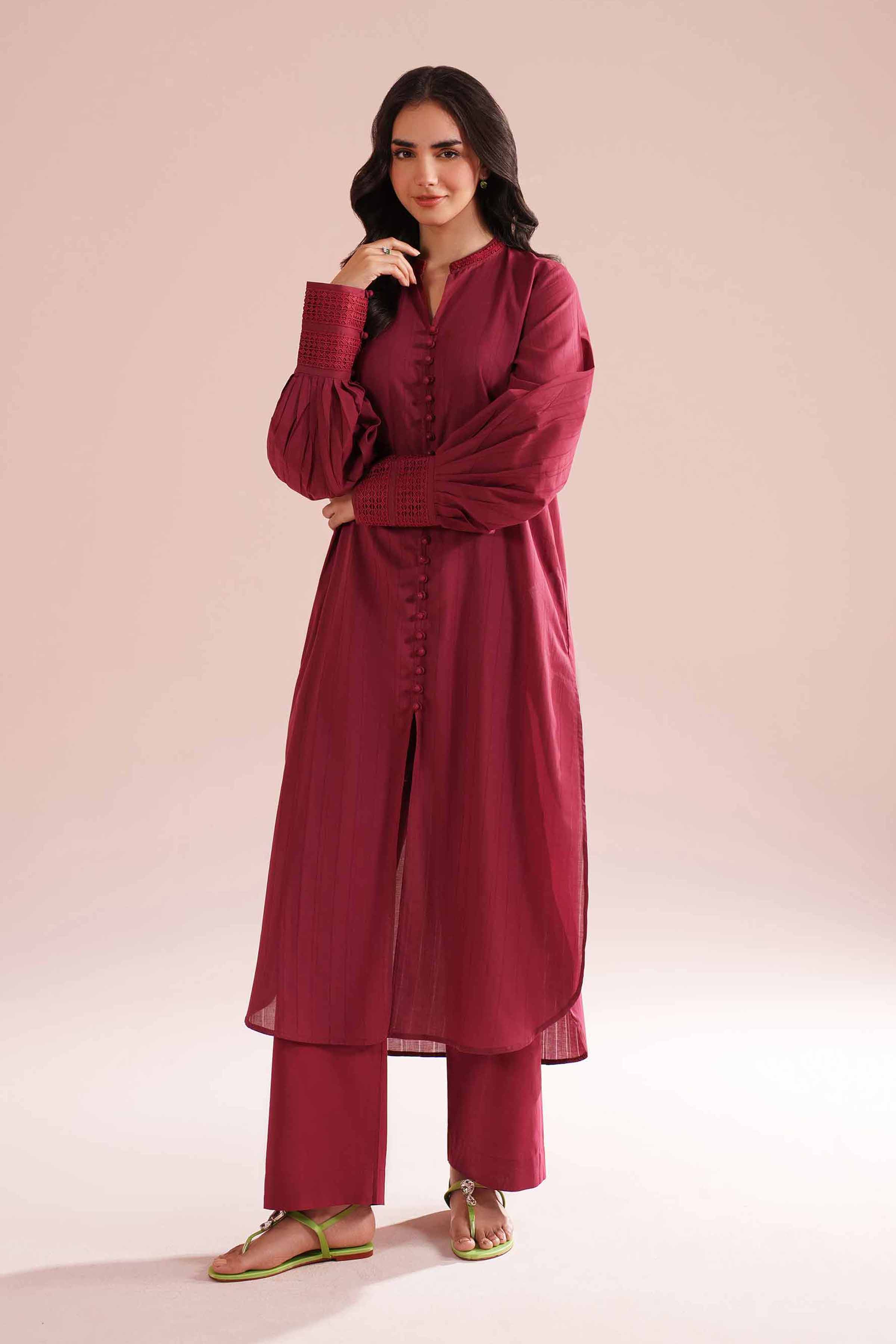 NishatUK - Red Solids Dobby 2-piece ready to wear Dress