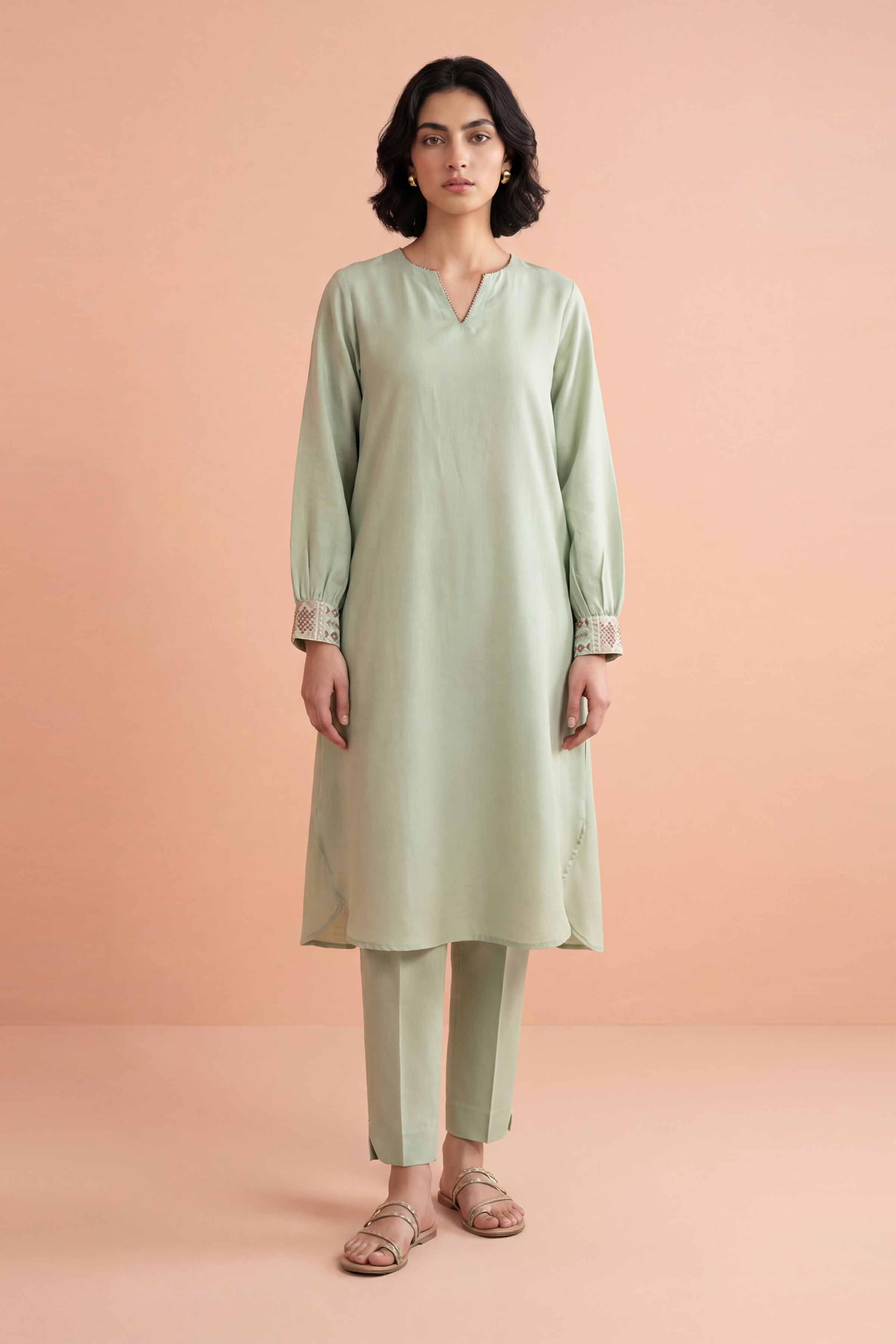 Nishat UK - Green Embroidered Lawn 2 Pieces ready to wear luxury Dress