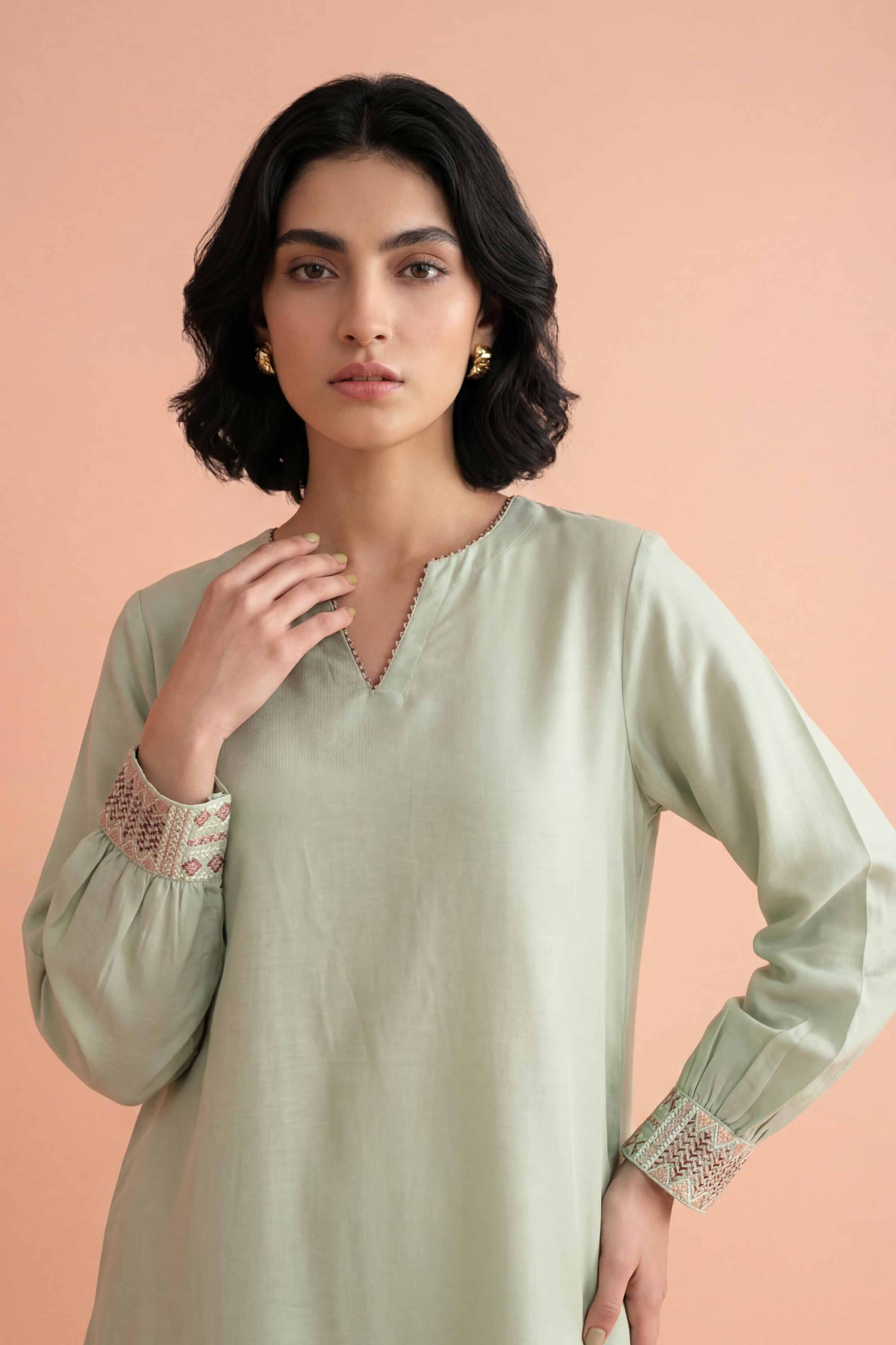 Nishat UK - Green Embroidered Lawn 2 Pieces ready to wear luxury Dress