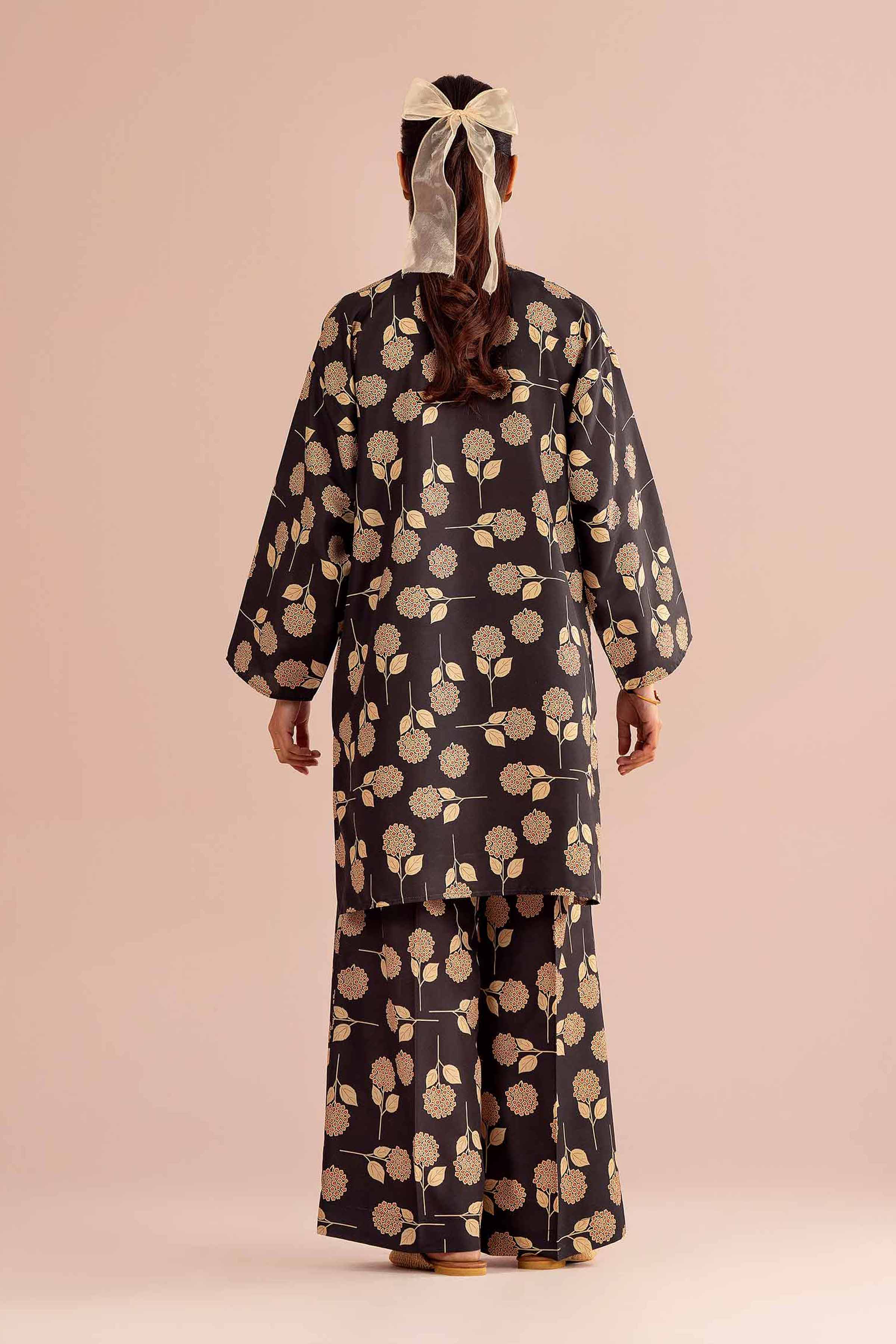 NishatUK - Black Printed Lawn 2-piece ready to wear Dress