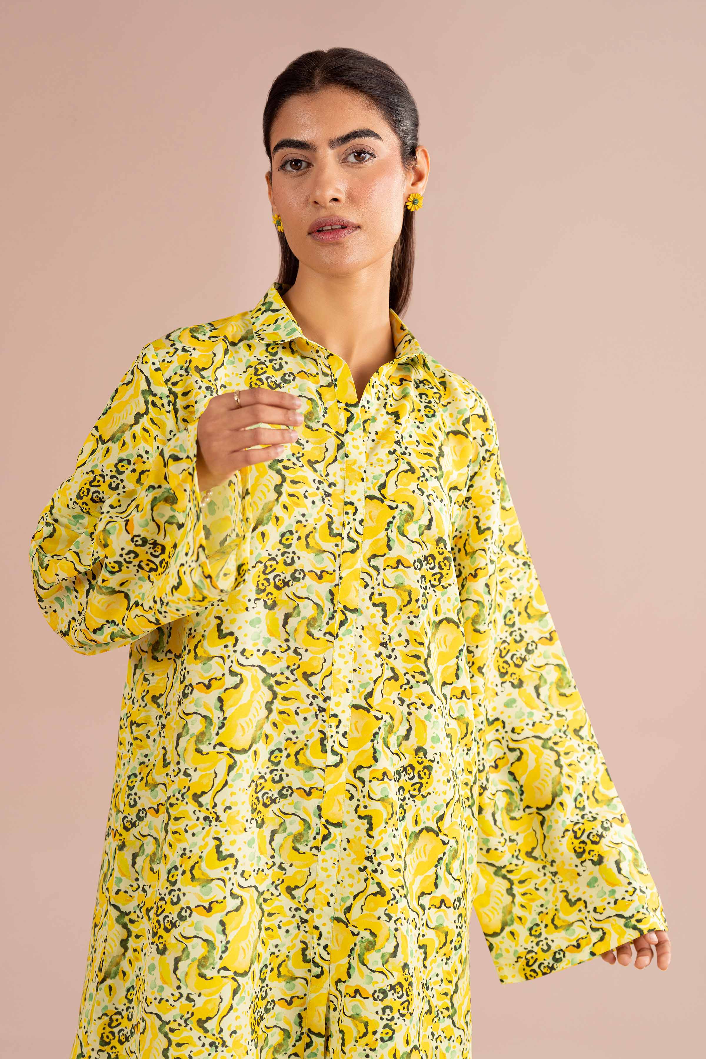 NishatUK - Yellow Printed Lawn 2-piece ready to wear Dress