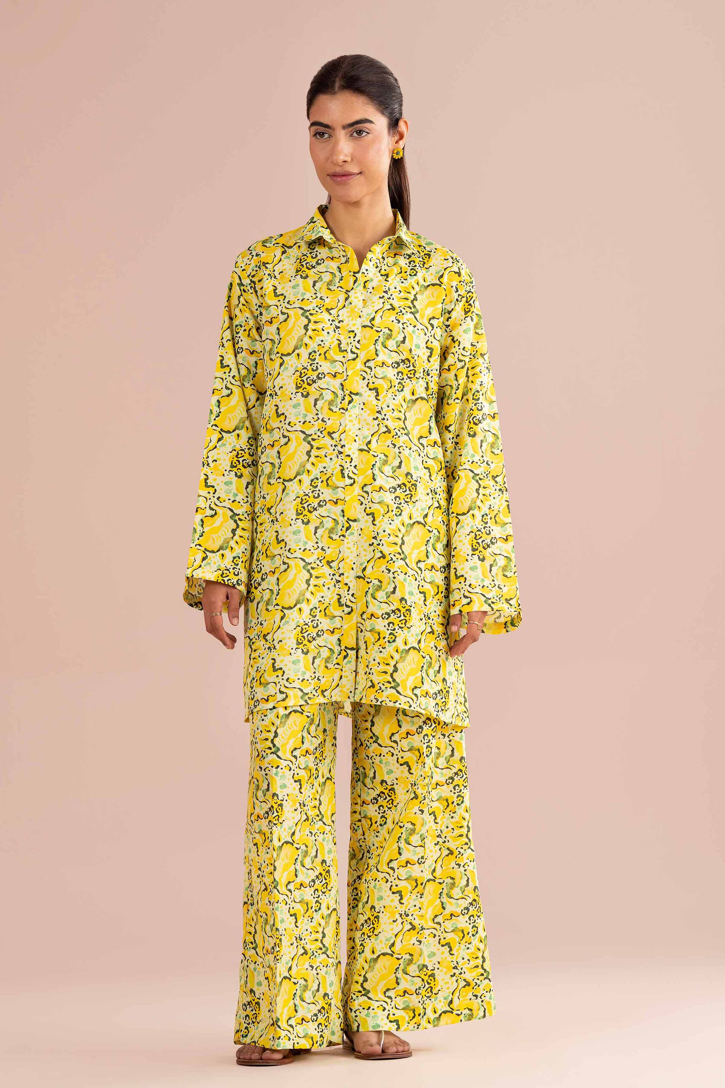NishatUK - Yellow Printed Lawn 2-piece ready to wear Dress