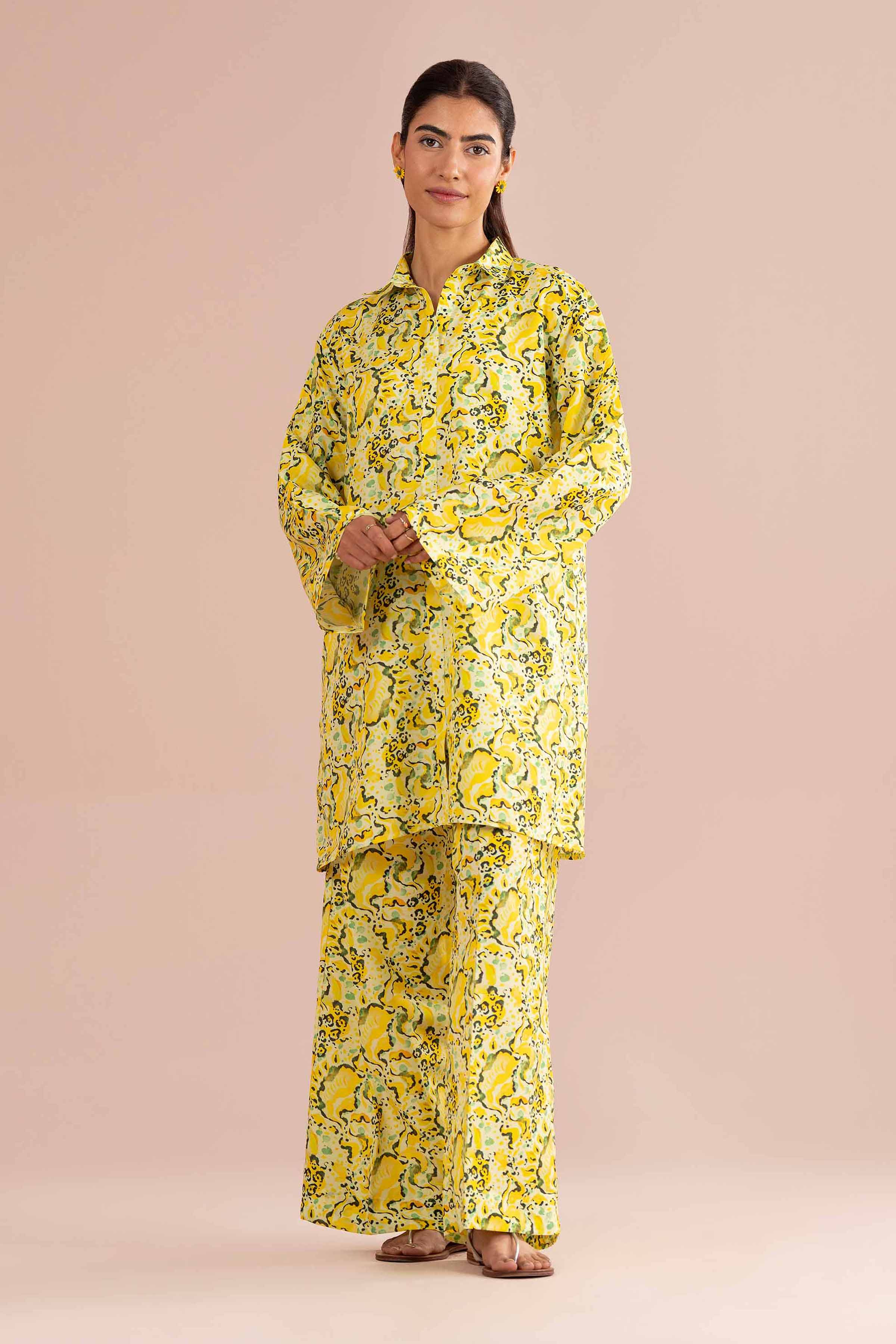 NishatUK - Yellow Printed Lawn 2-piece ready to wear Dress