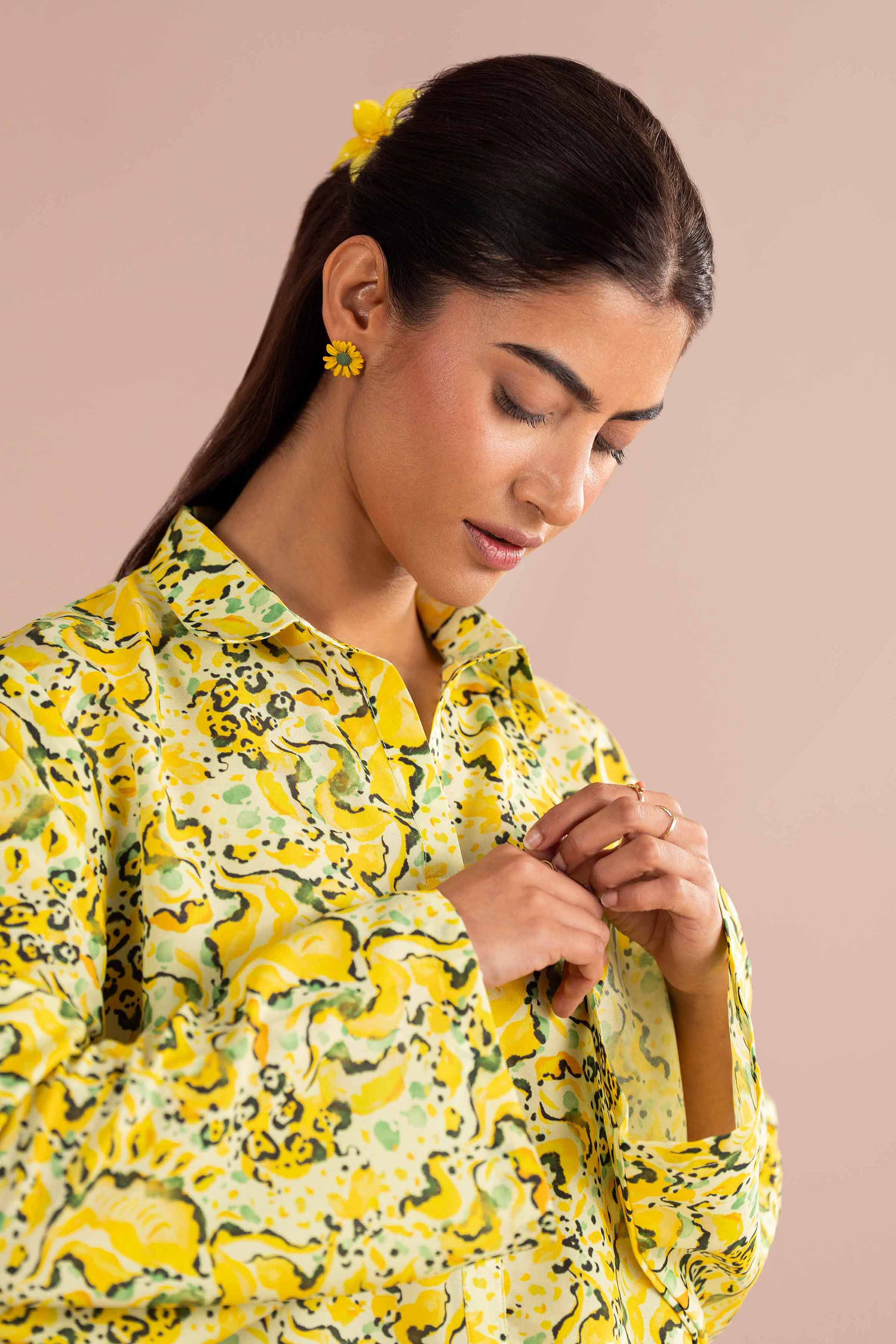 NishatUK - Yellow Printed Lawn 2-piece ready to wear Dress