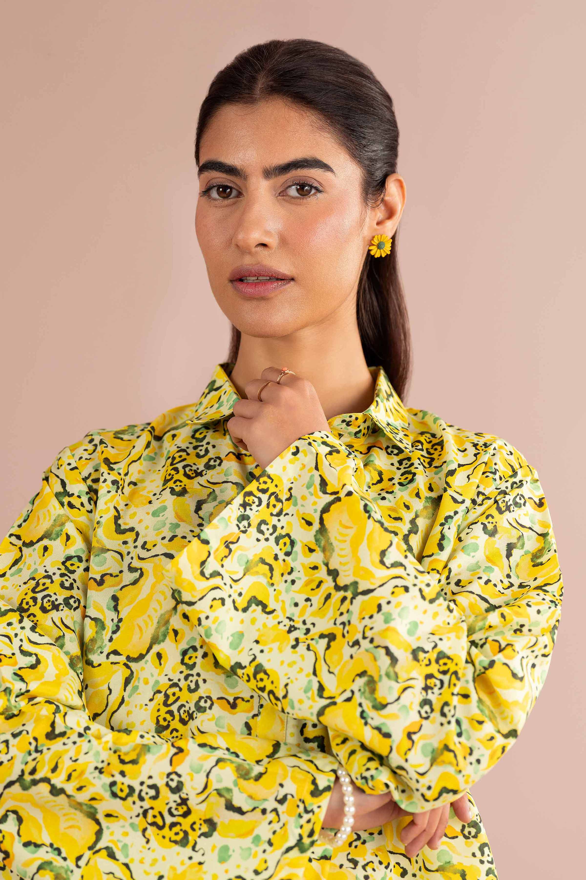 NishatUK - Yellow Printed Lawn 2-piece ready to wear Dress