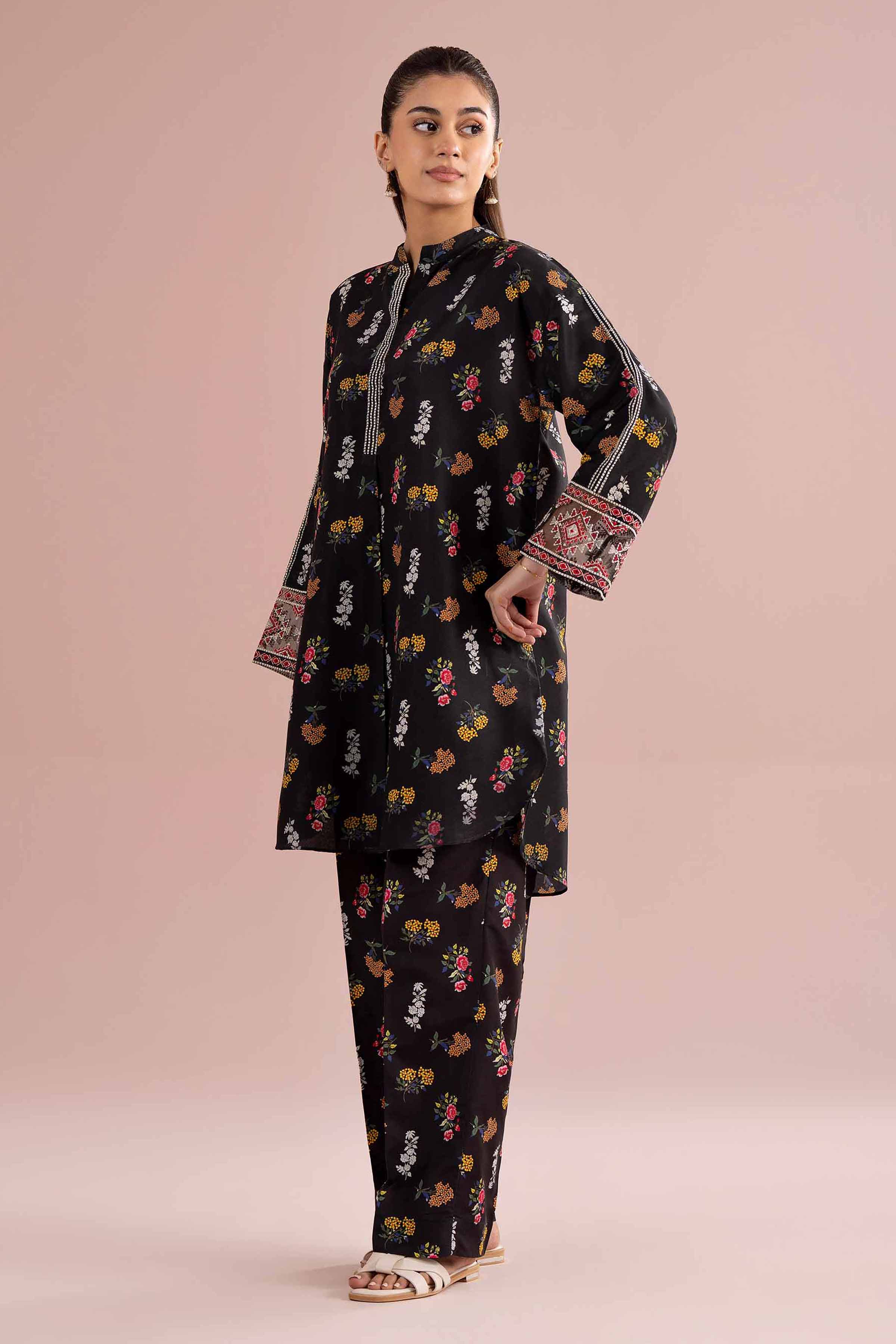 NishatUK - Black Embroidered Lawn  ready to wear Dress