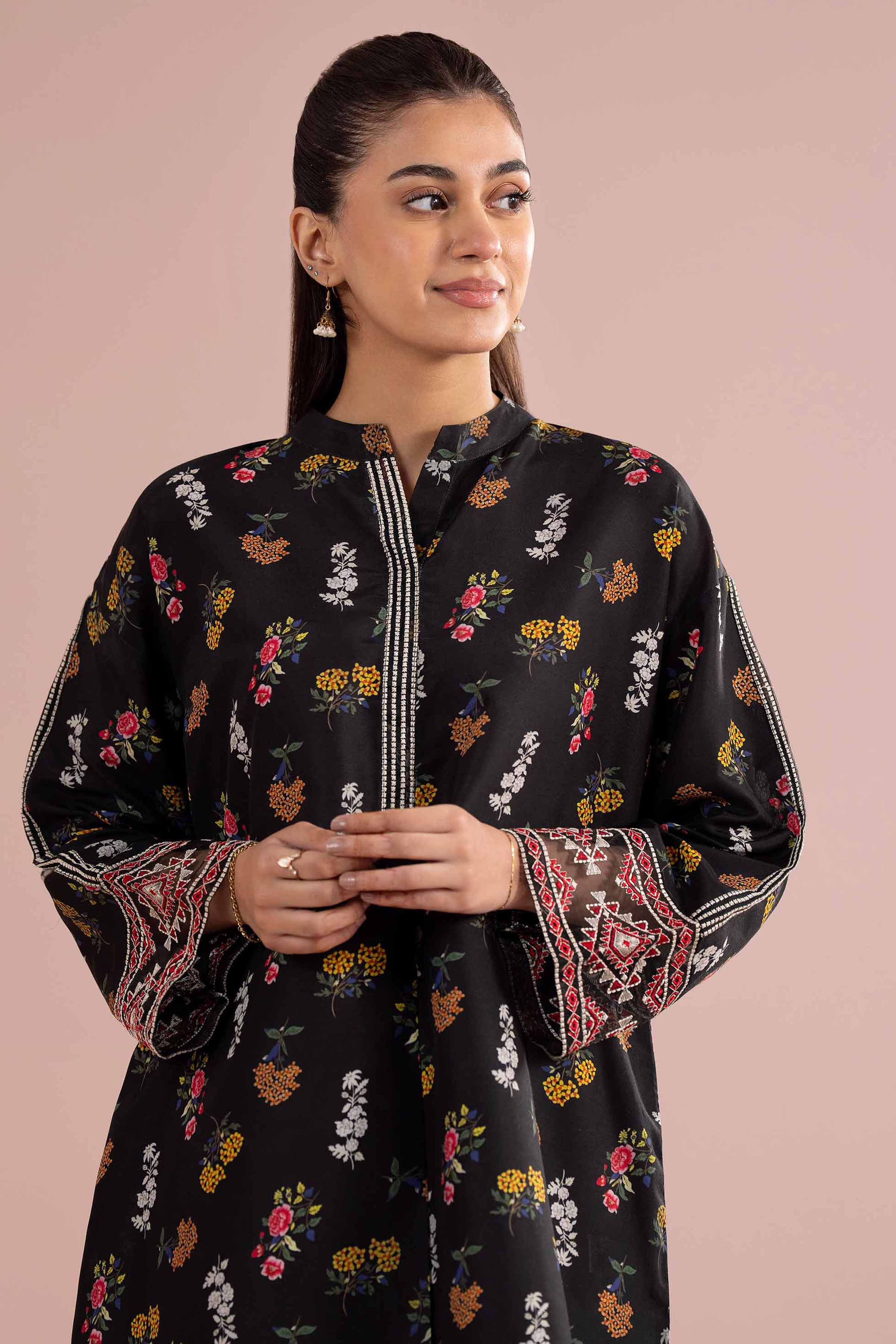 NishatUK - Black Embroidered Lawn  ready to wear Dress