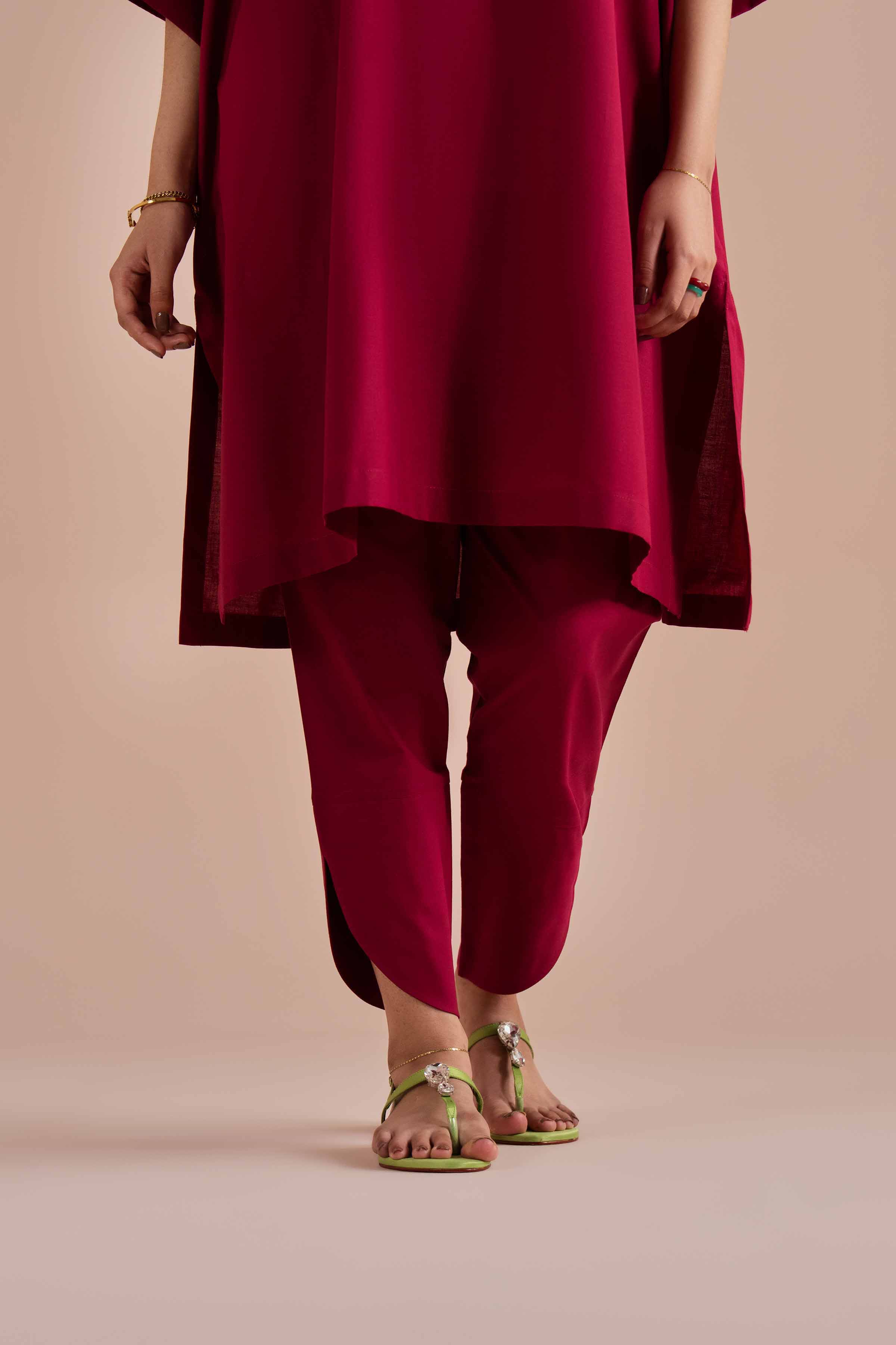 NishatUK - Red Solids Yarn Dyed 2-piece ready to wear Dress