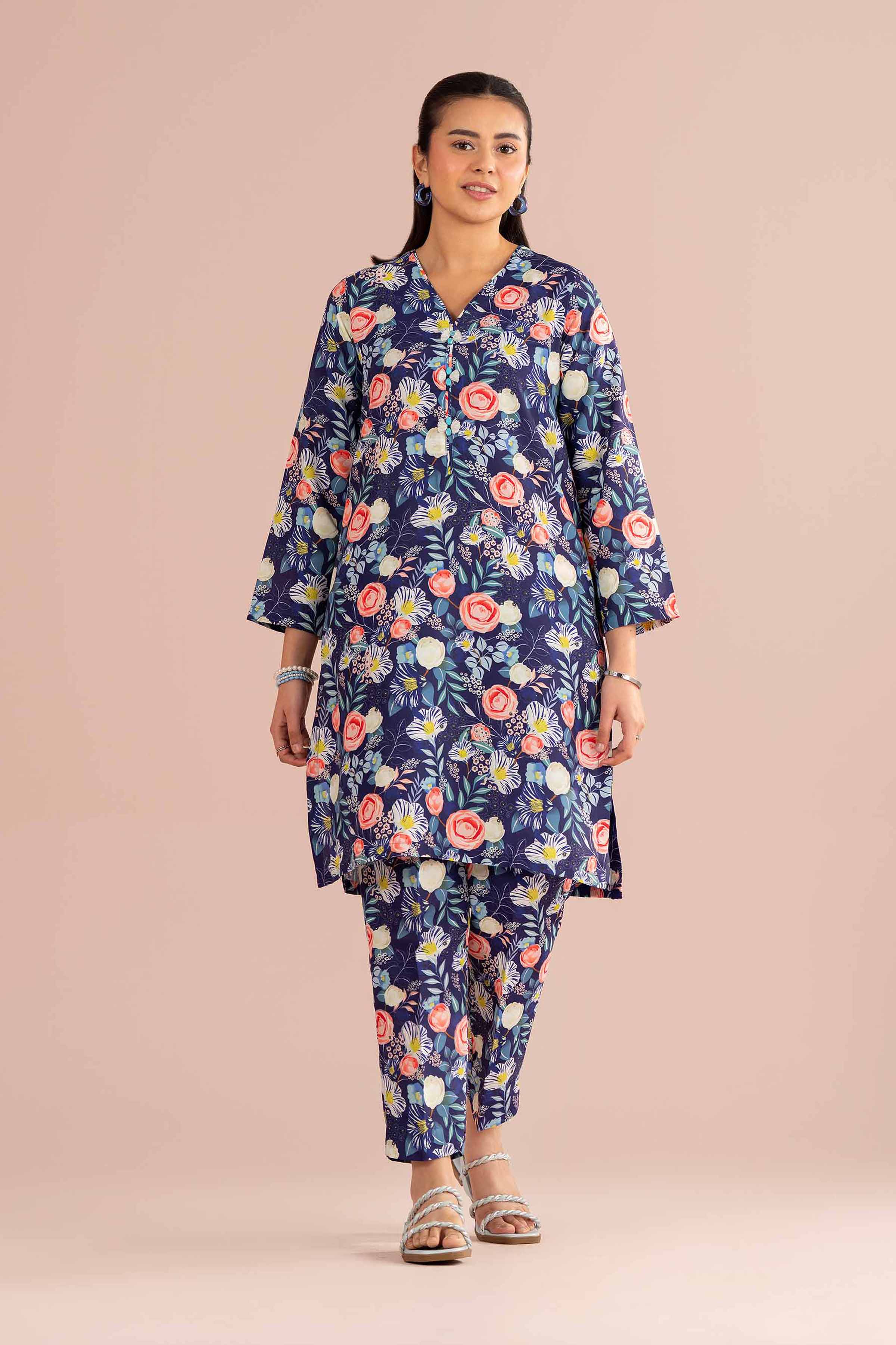 NishatUK - Blue Printed Lawn 2-piece ready to wear Dress