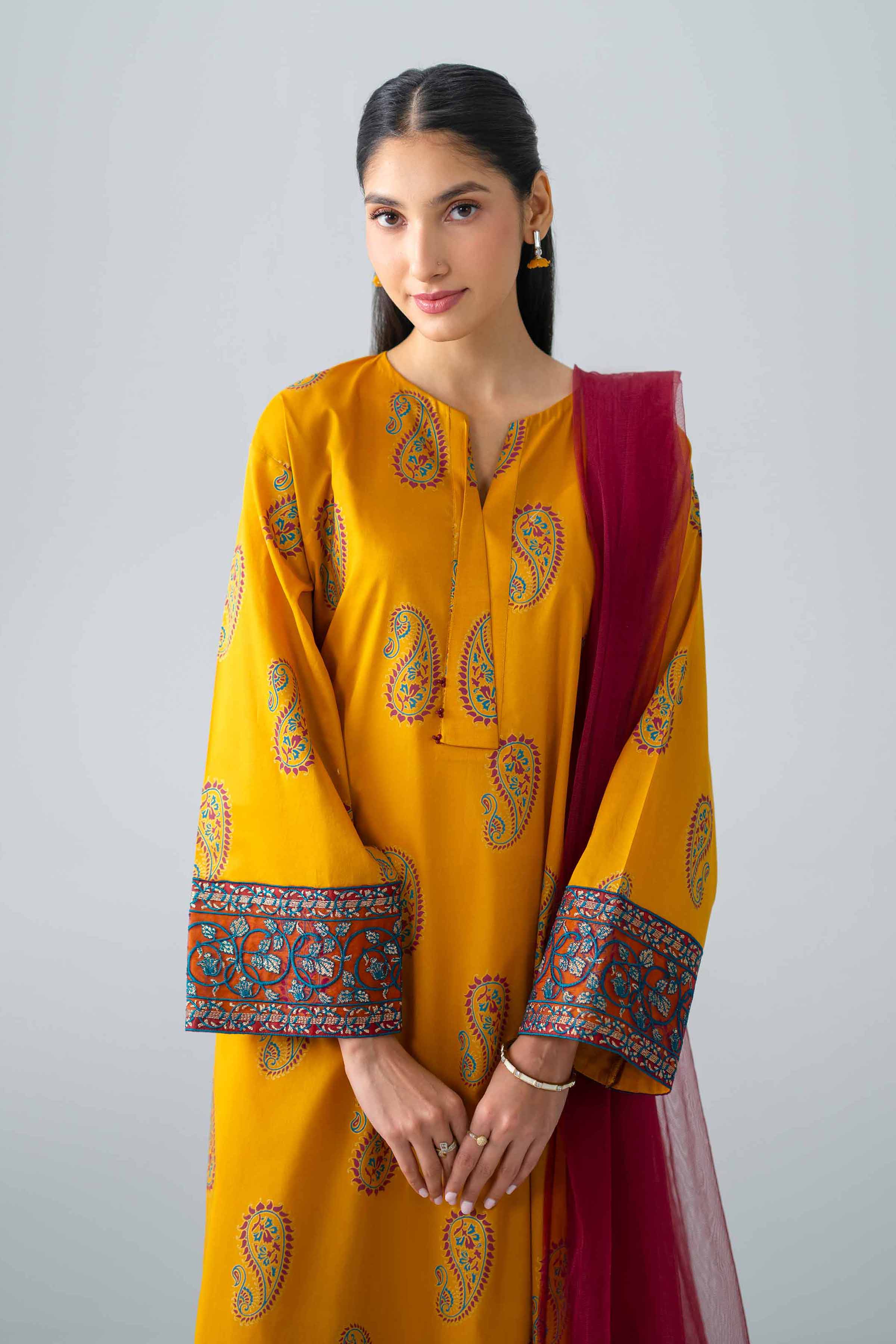 Nishat UK - Yellow Embroidered Lawn 2 Pieces ready to wear Dress