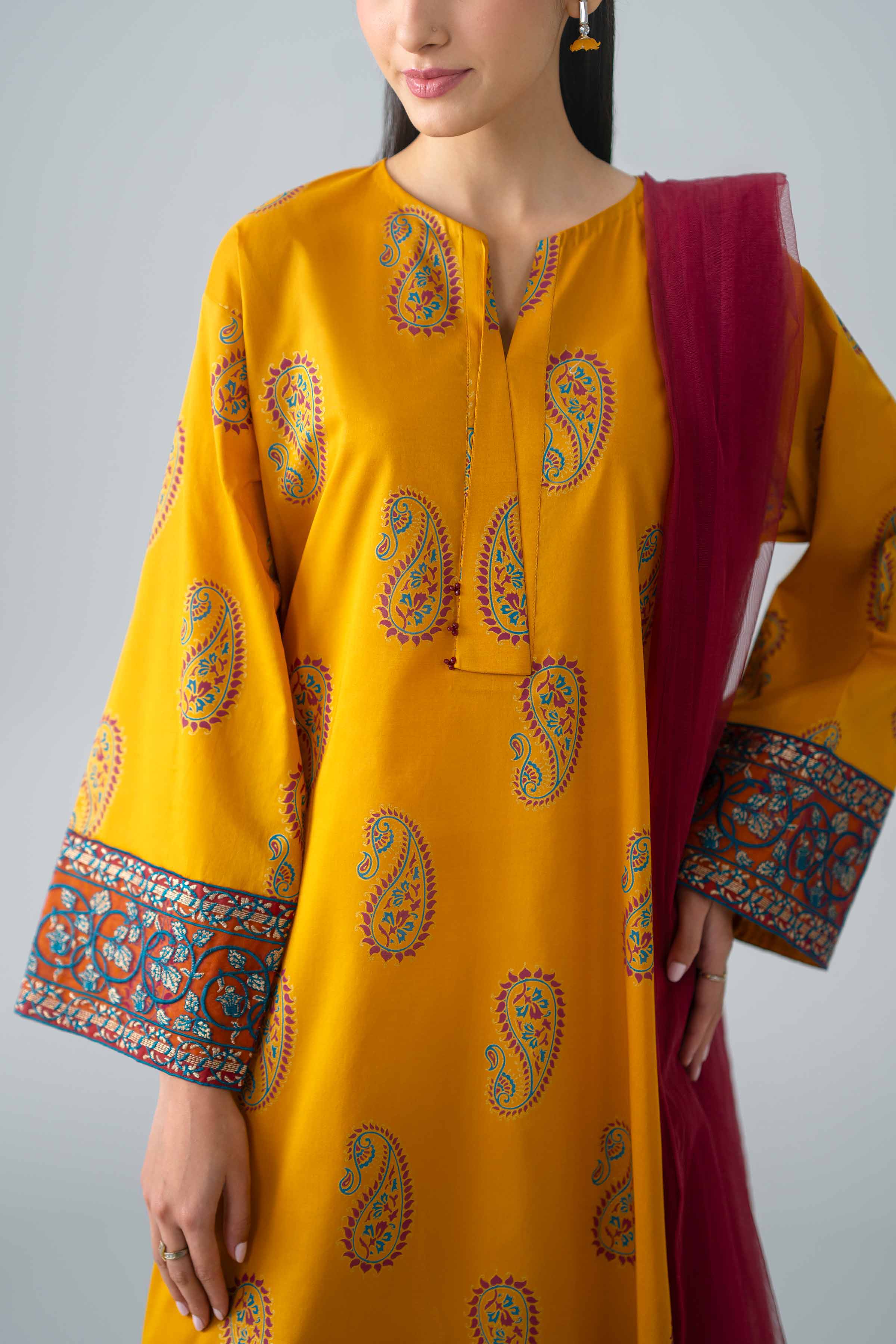 Nishat UK - Yellow Embroidered Lawn 2 Pieces ready to wear Dress