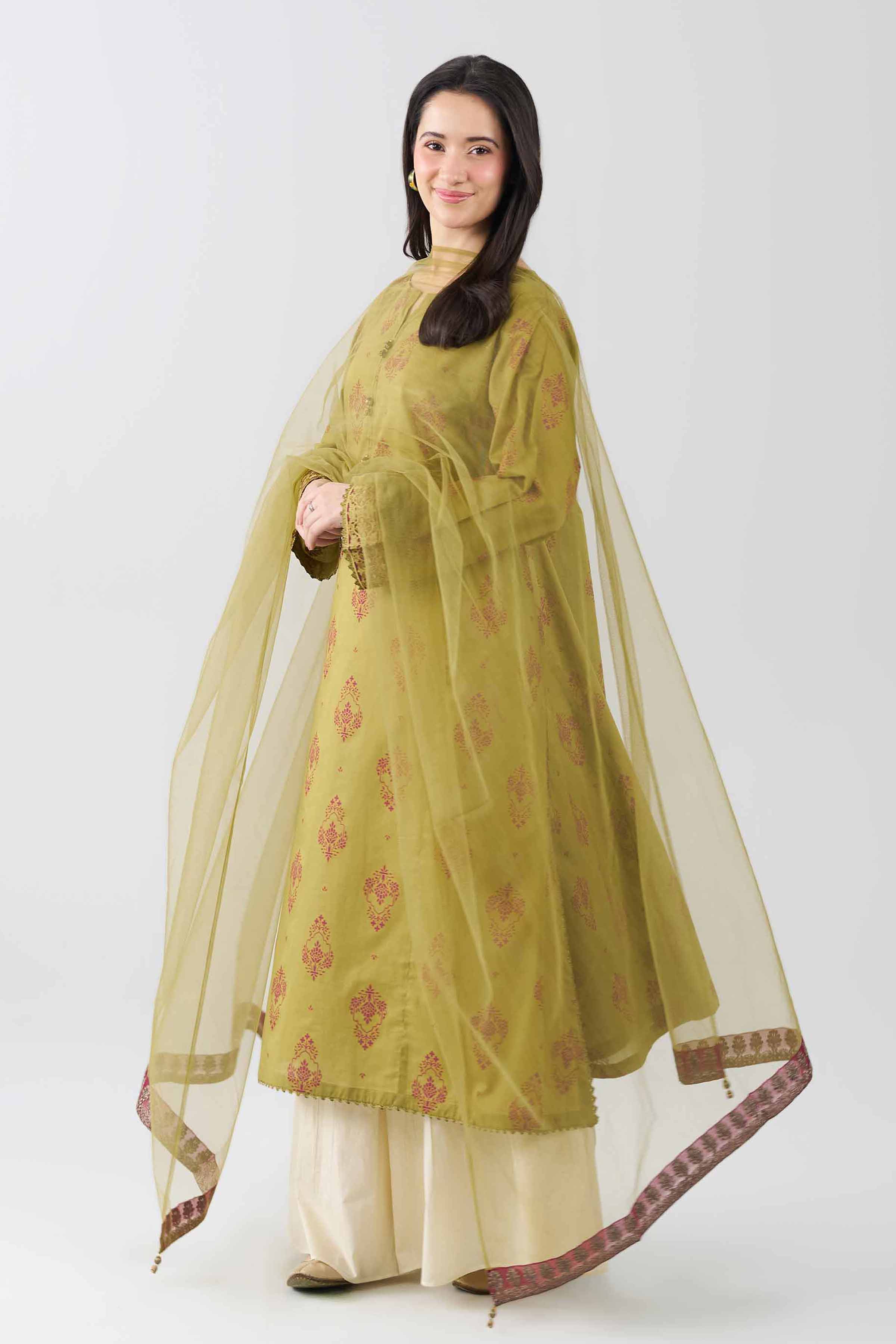 Nishat UK - Green Embroidered Lawn 2 Pieces ready to wear Dress