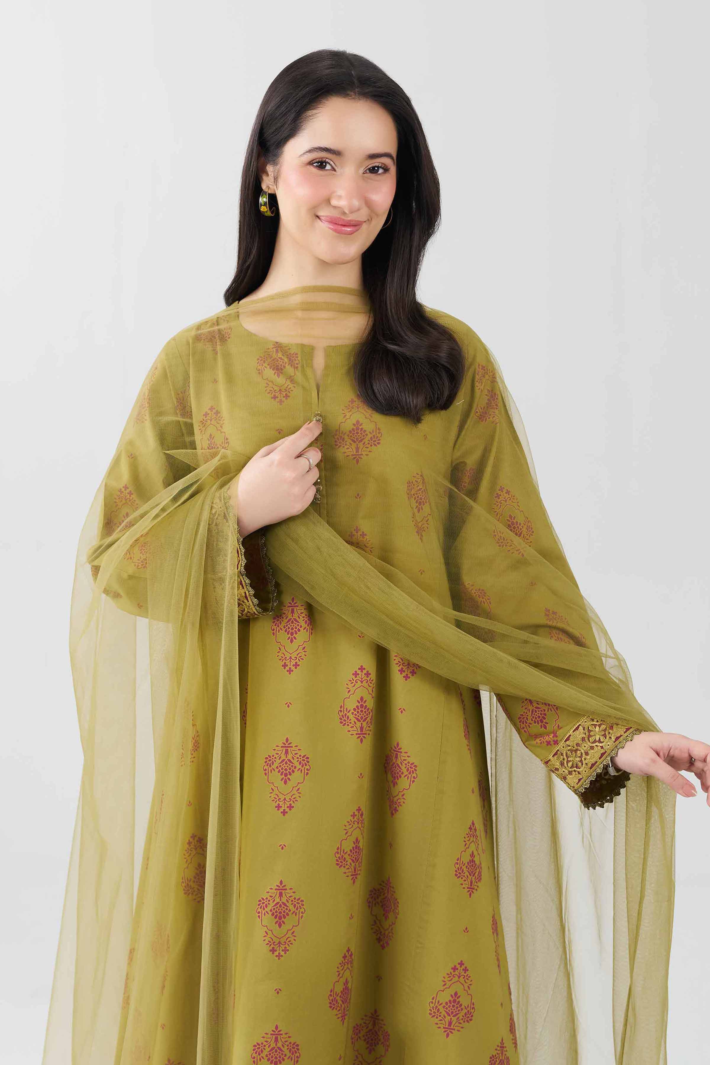 Nishat UK - Green Embroidered Lawn 2 Pieces ready to wear Dress