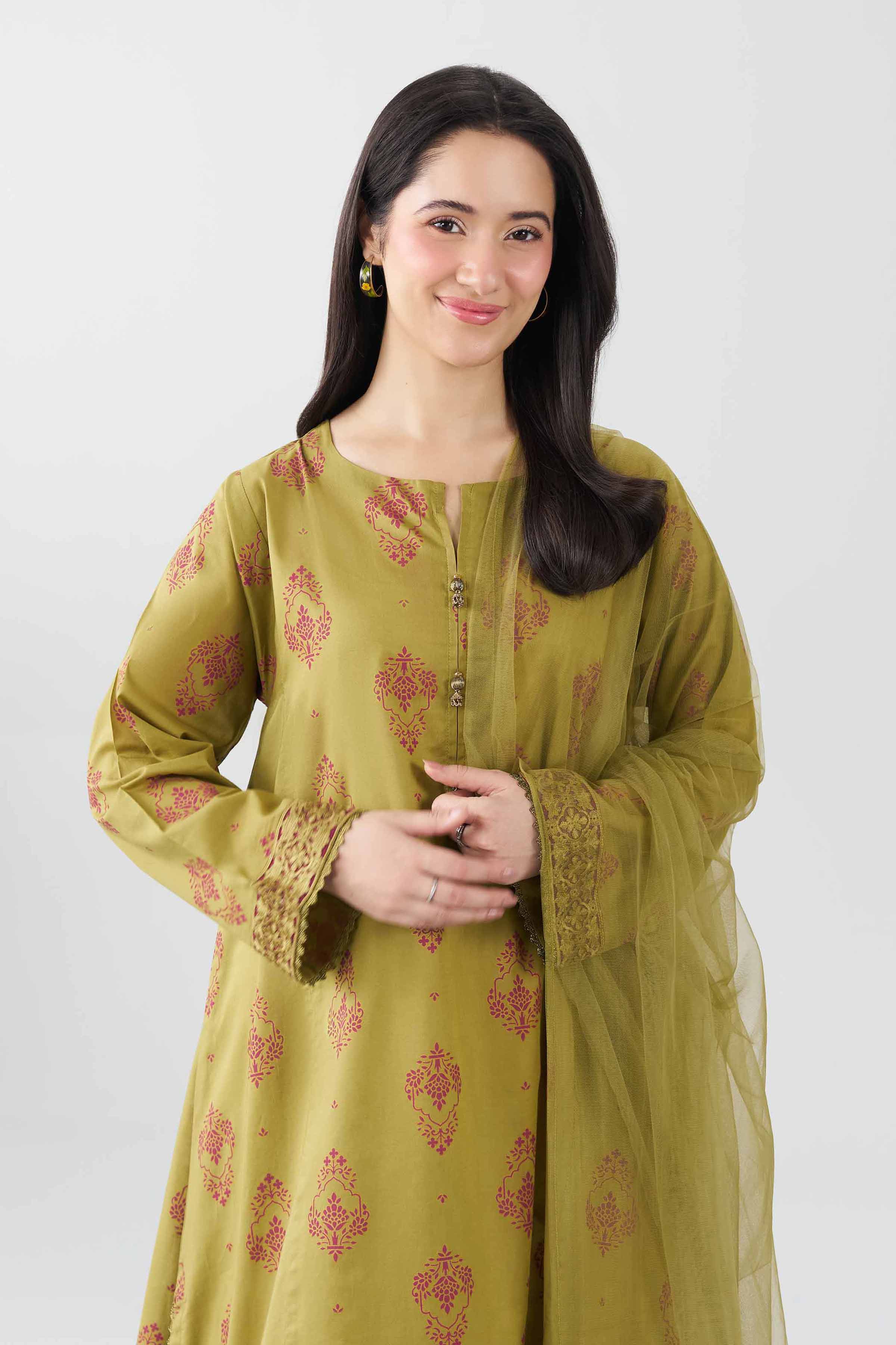 Nishat UK - Green Embroidered Lawn 2 Pieces ready to wear Dress