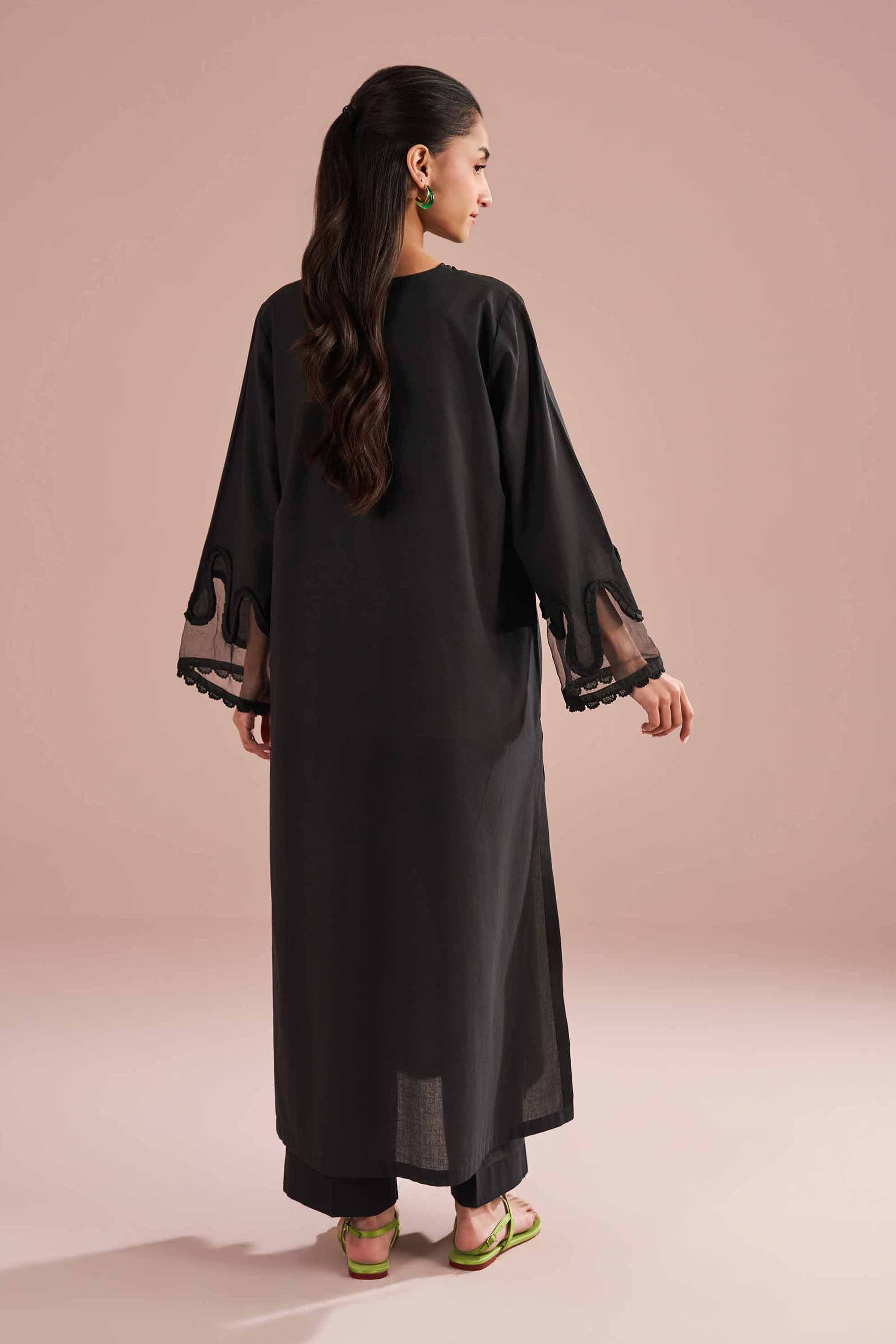 NishatUK - Black Solids Cambric 2-piece ready to wear Dress