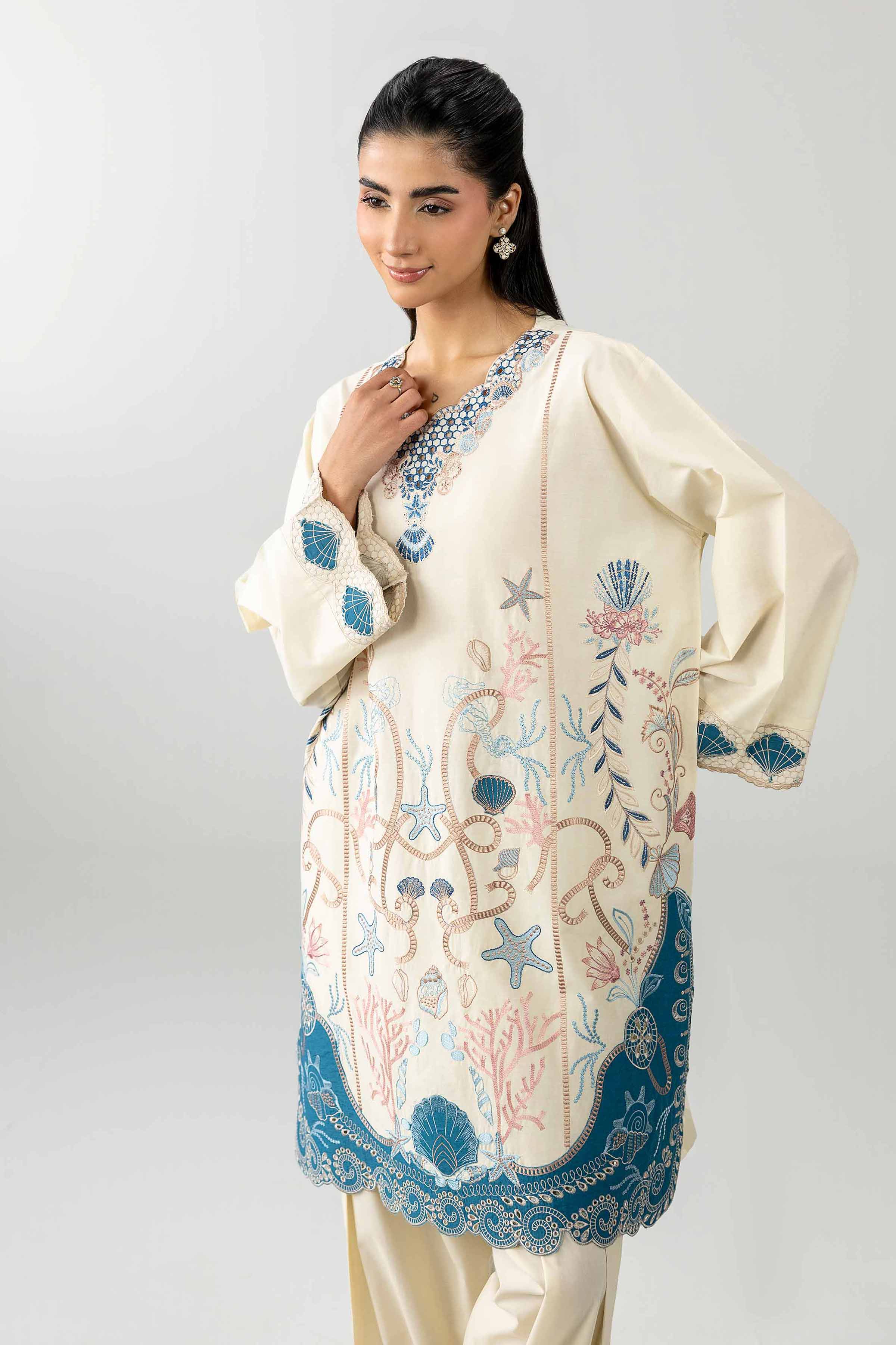 Nishat UK - Off White Embroidered Cambric 2 Pieces Ready To Wear Dress