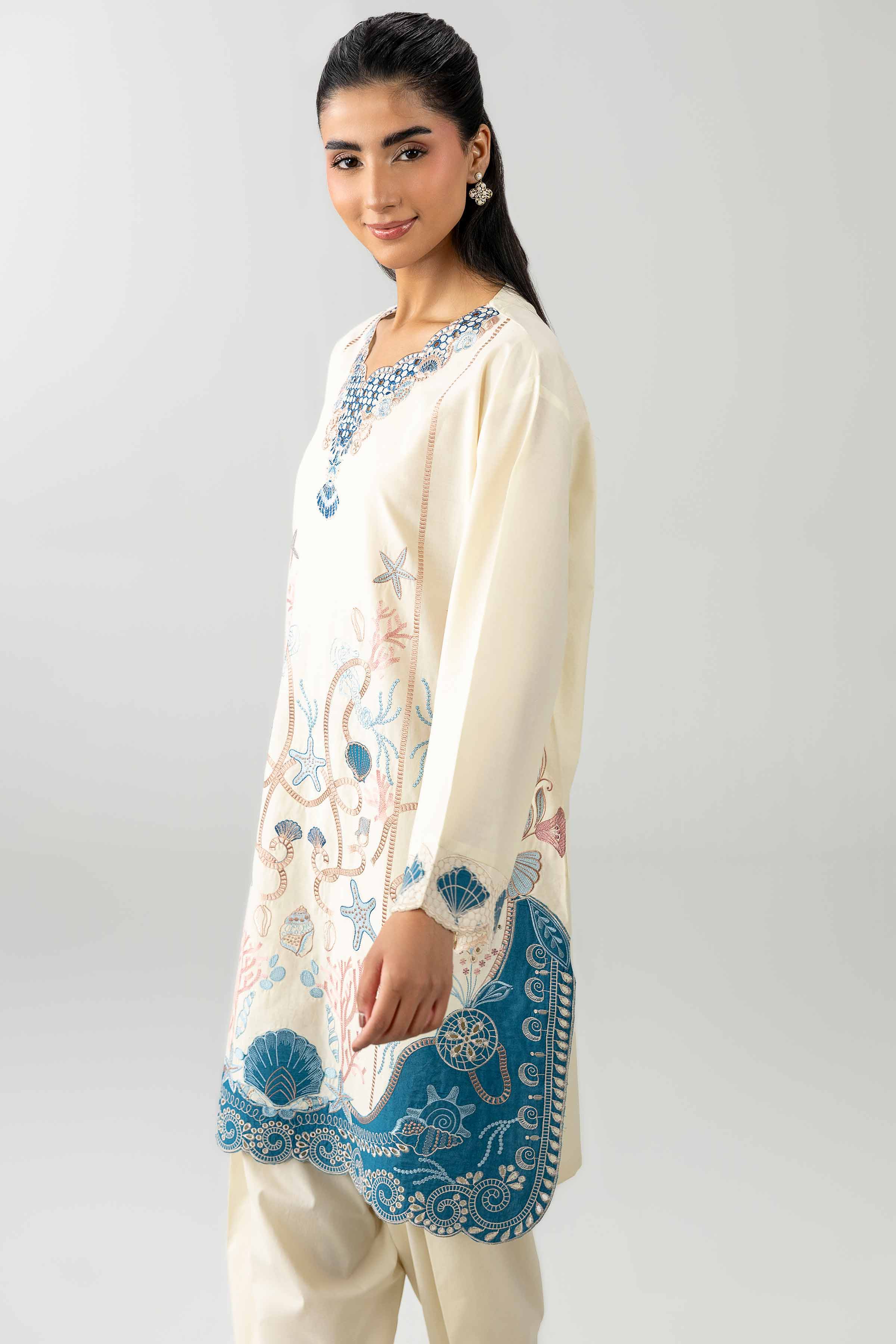 Nishat UK - Off White Embroidered Cambric 2 Pieces Ready To Wear Dress