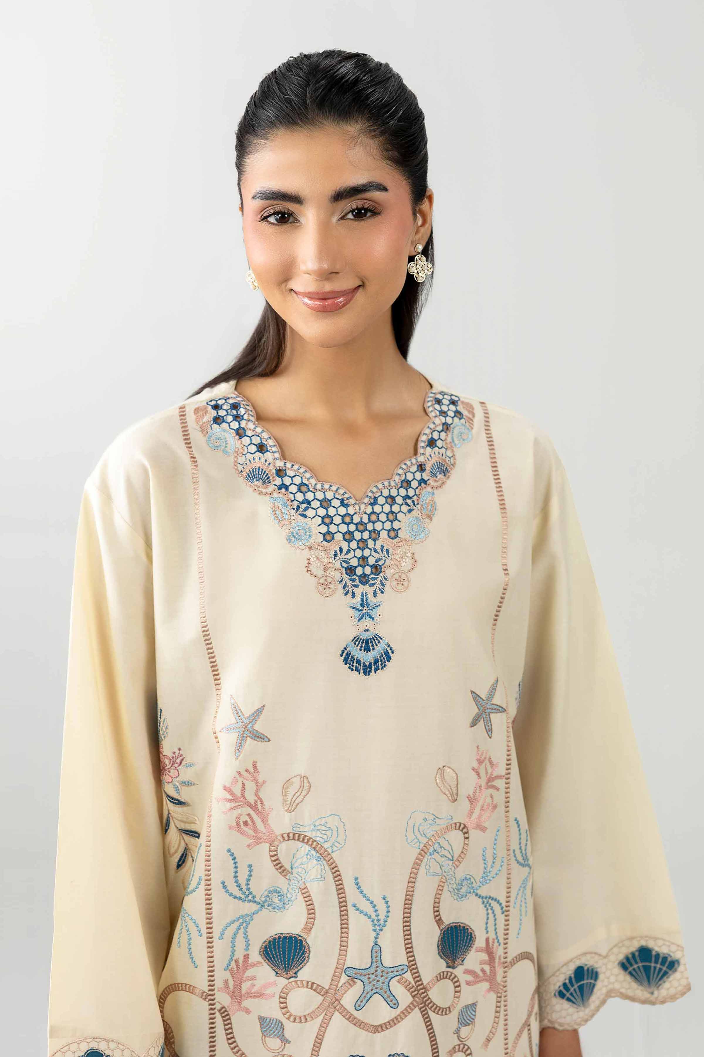 Nishat UK - Off White Embroidered Cambric 2 Pieces Ready To Wear Dress