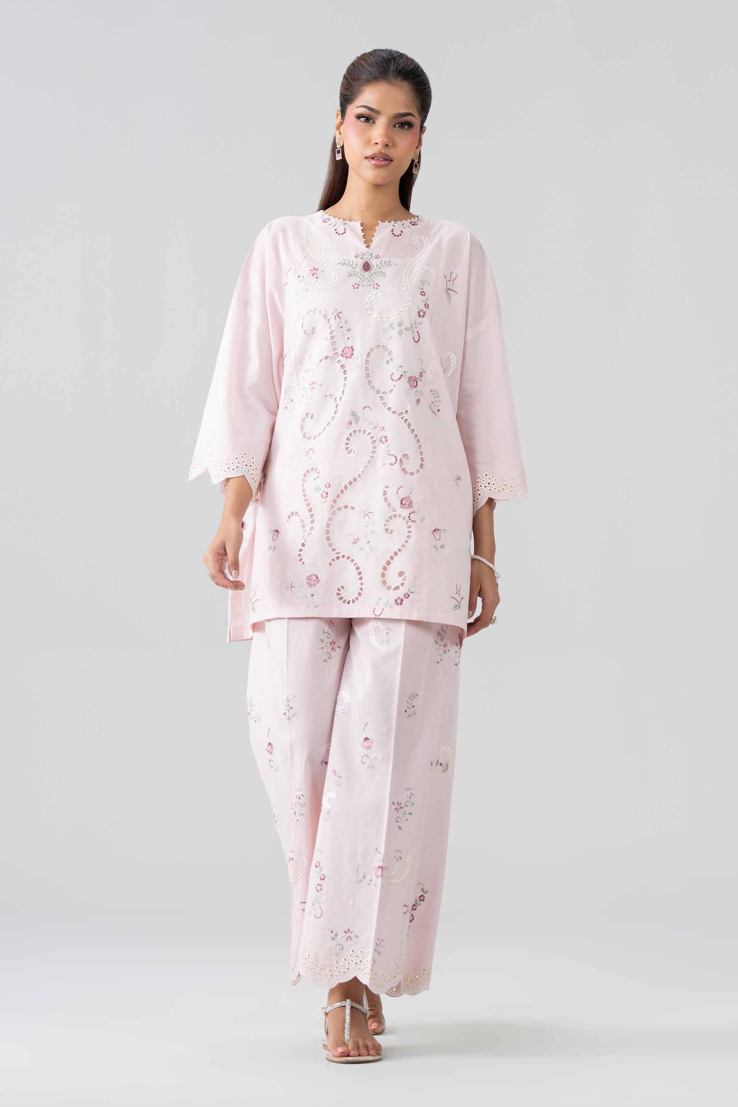 Nishat UK - Pink Embroidered Cambric 2 Piece ready to wear Dress