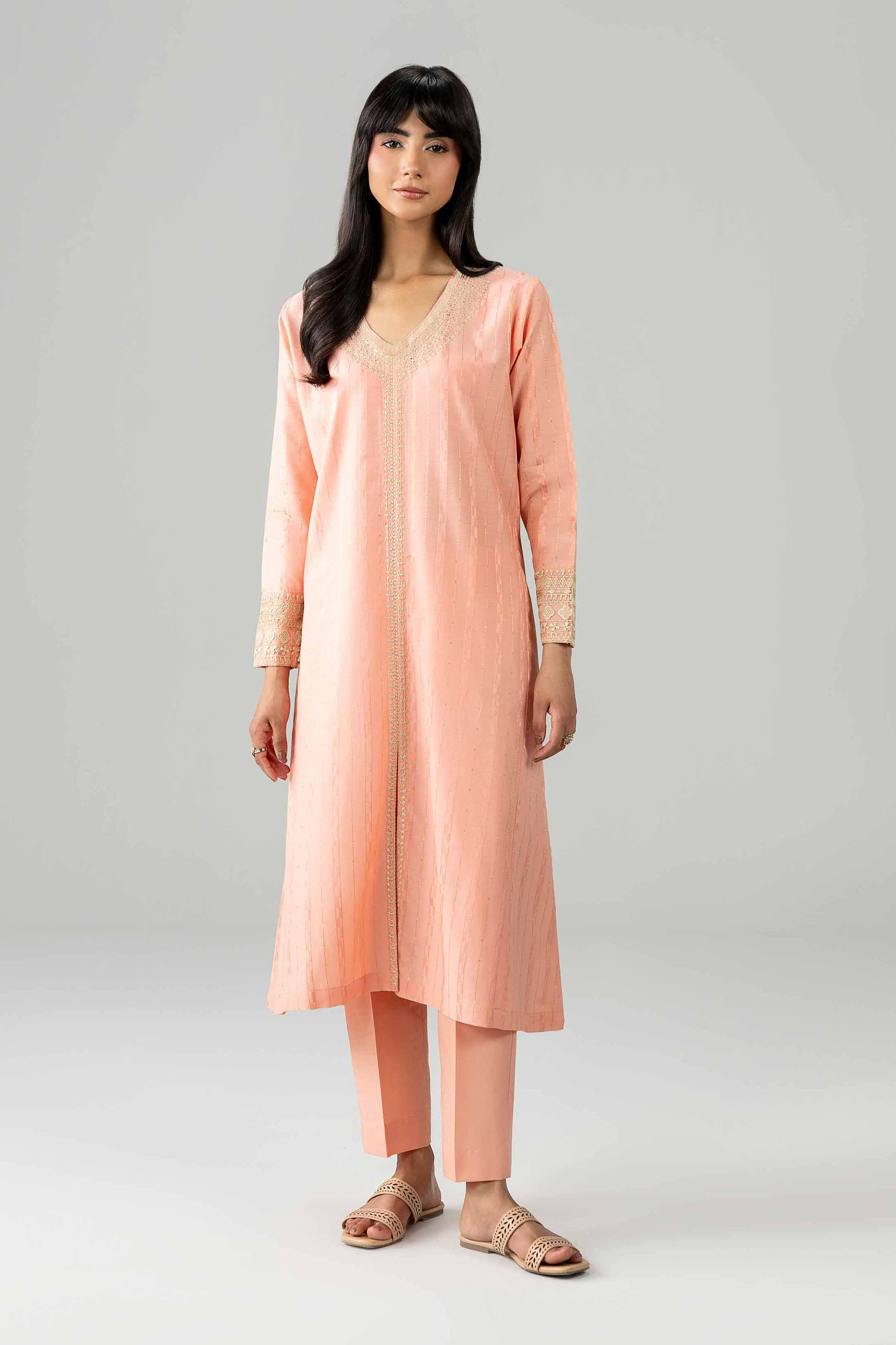 Nishat UK - Orange Embroidered Lawn 2-piece ready to wear Dress