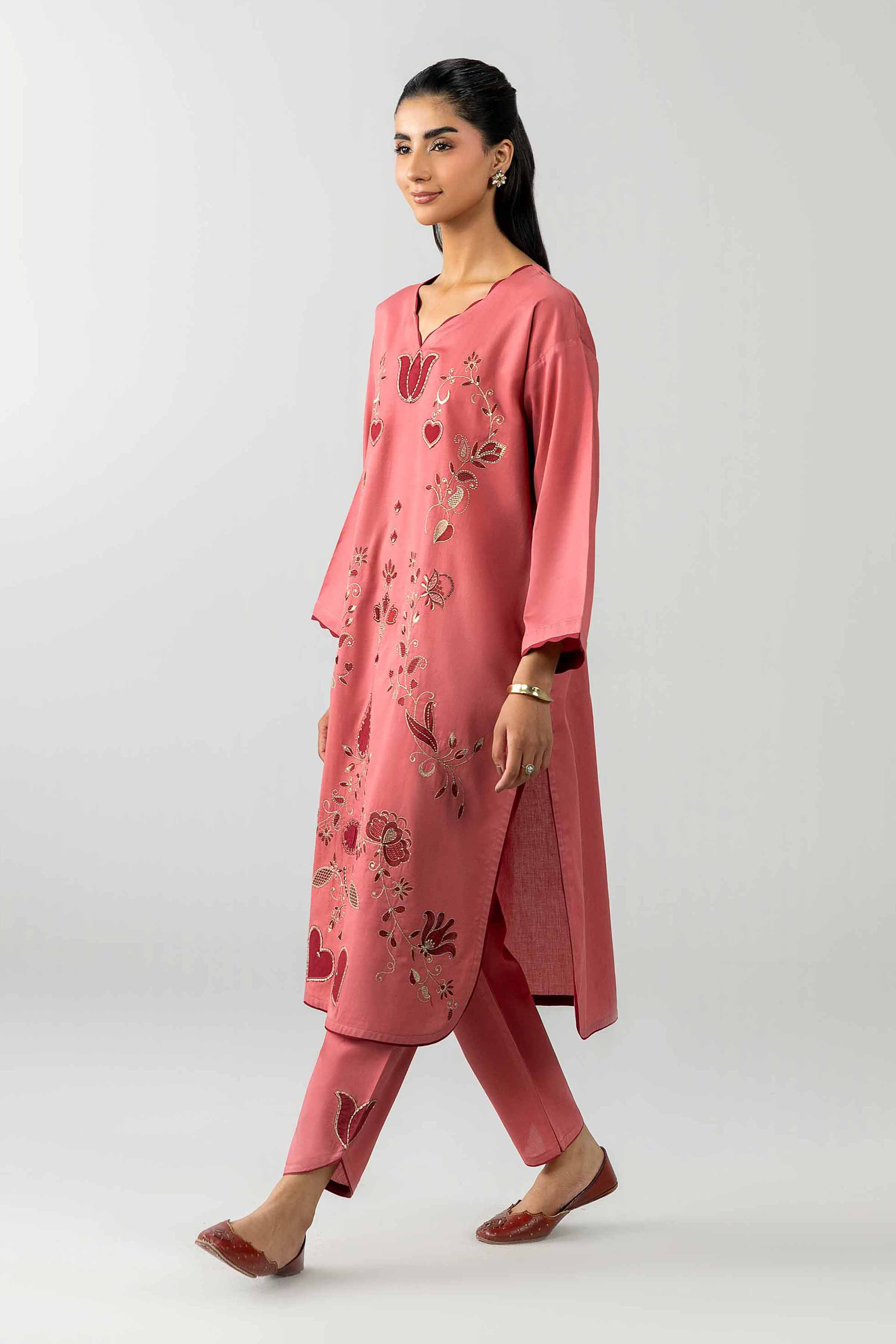 Nishat UK - Pink Embroidered Sateen 2 Pieces Ready To Wear Dress