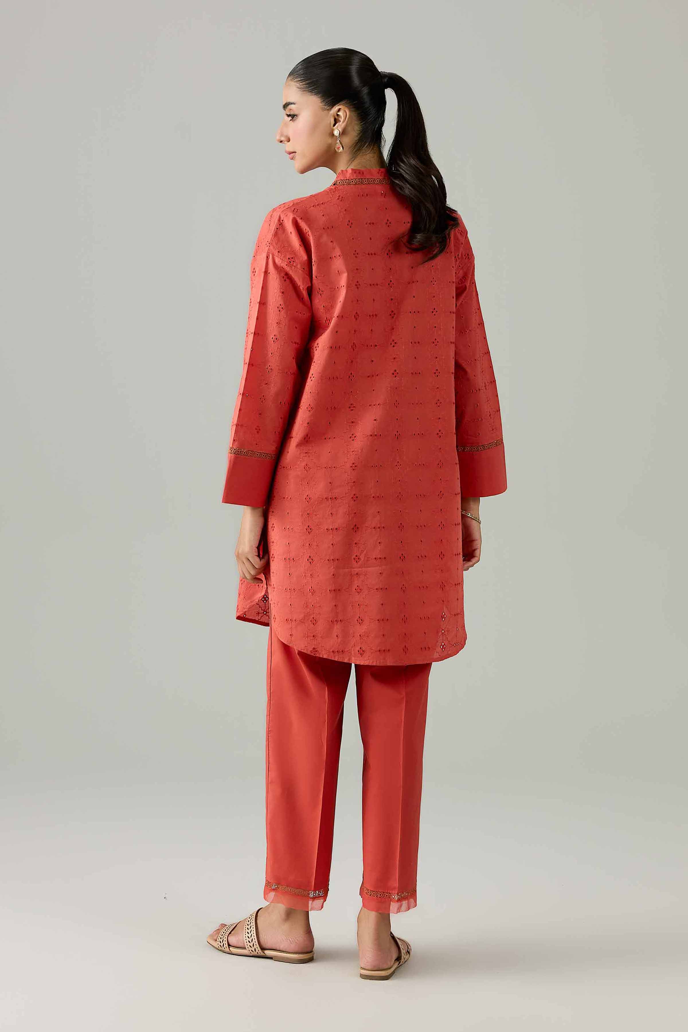 Nishat UK - Orange Embroidered Chicken Kari 2 Piece ready to wear Dress