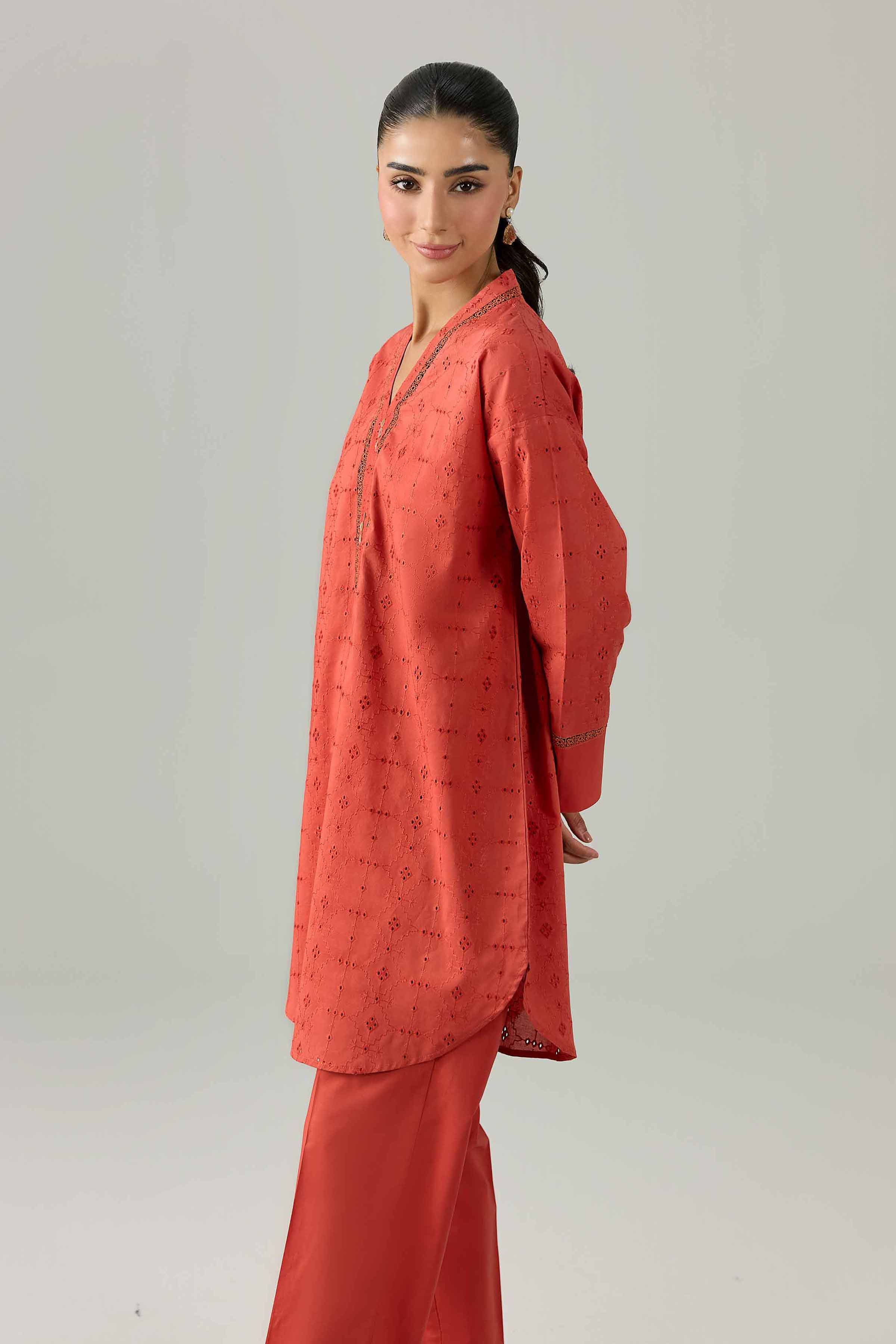 Nishat UK - Orange Embroidered Chicken Kari 2 Piece ready to wear Dress