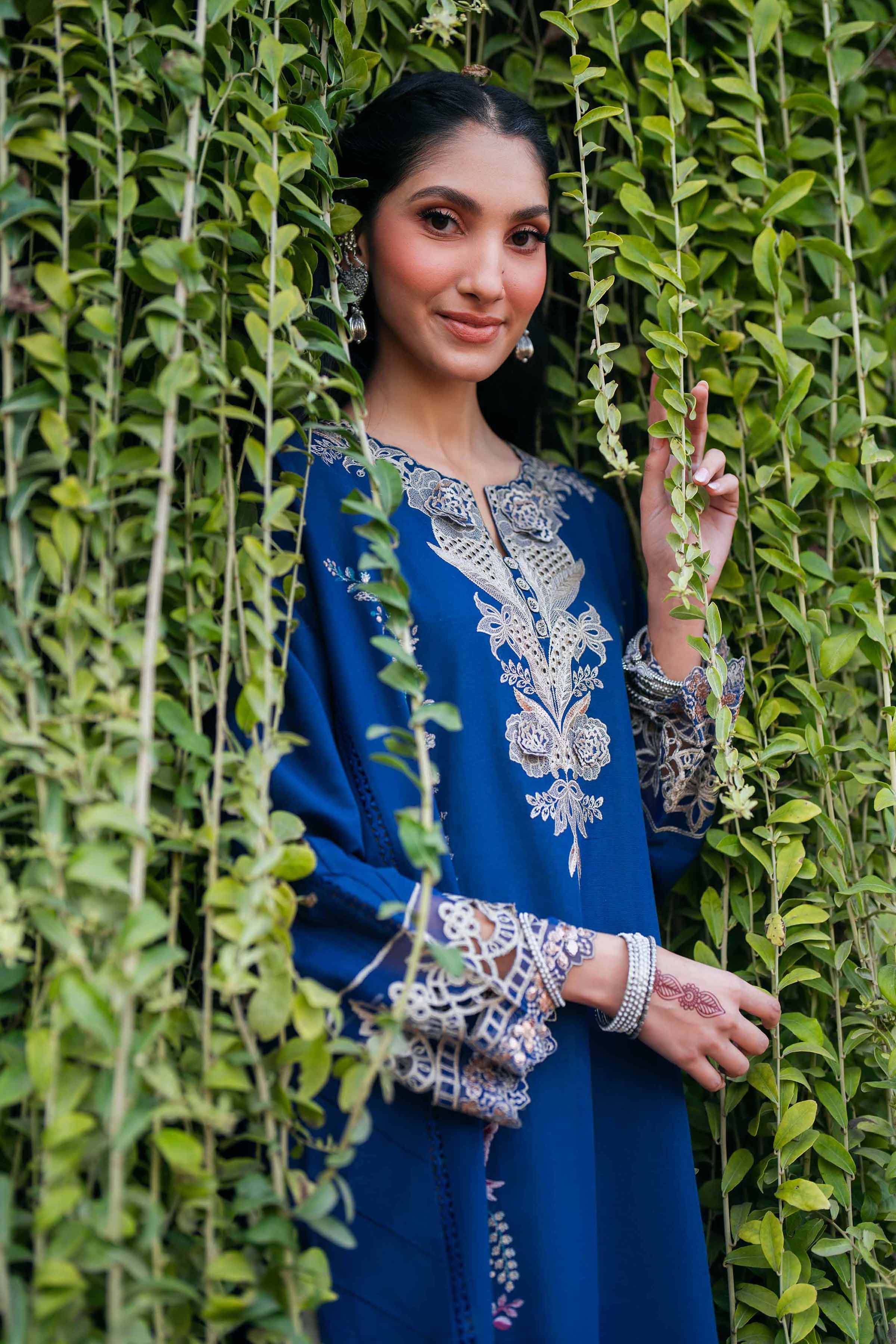 NishatUK - Blue Embroidered Linen 2-piece ready to wear Dress