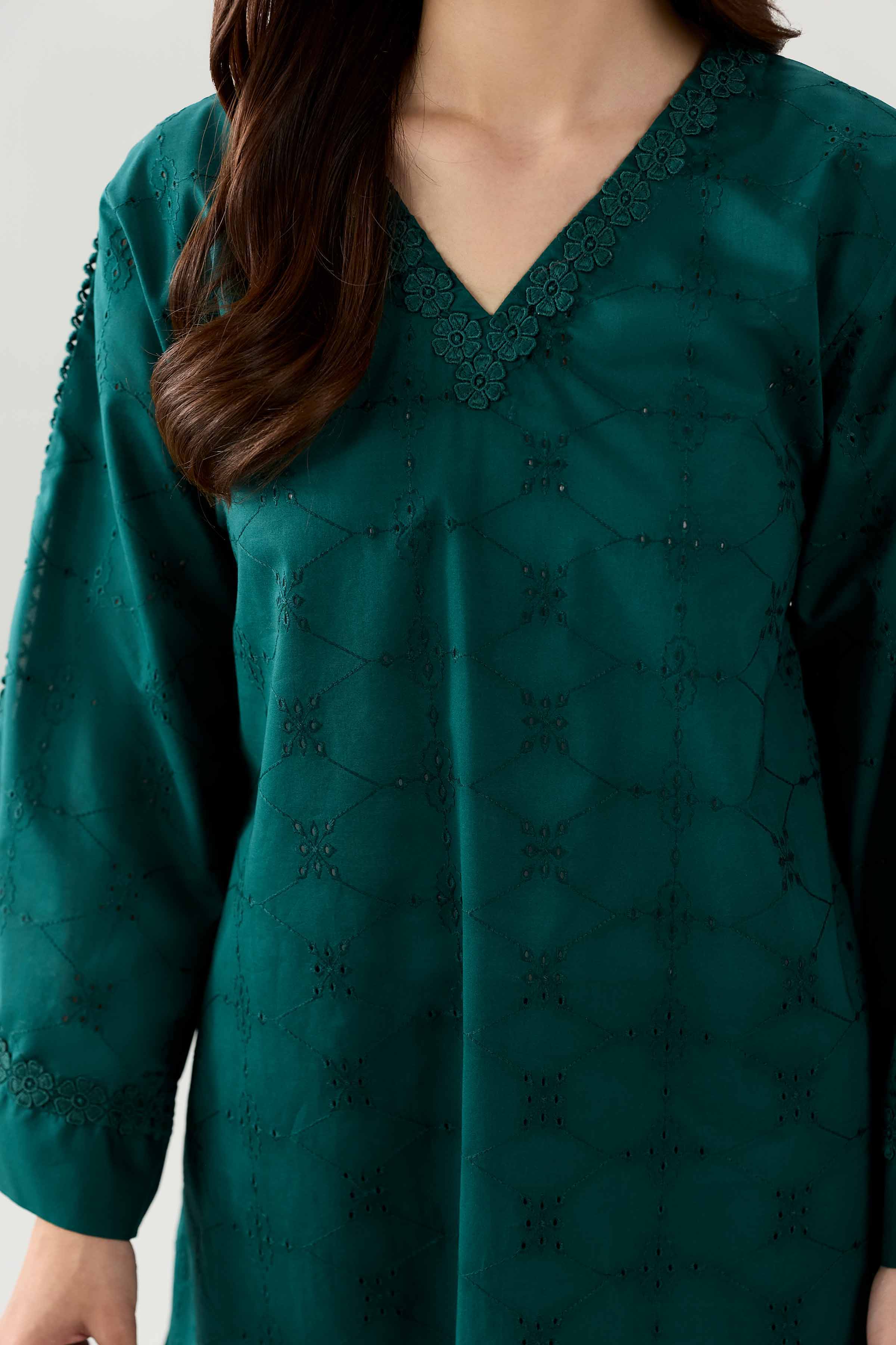 Nishat UK - Green Embroidered Chicken Kari 2 Piece ready to wear Dress