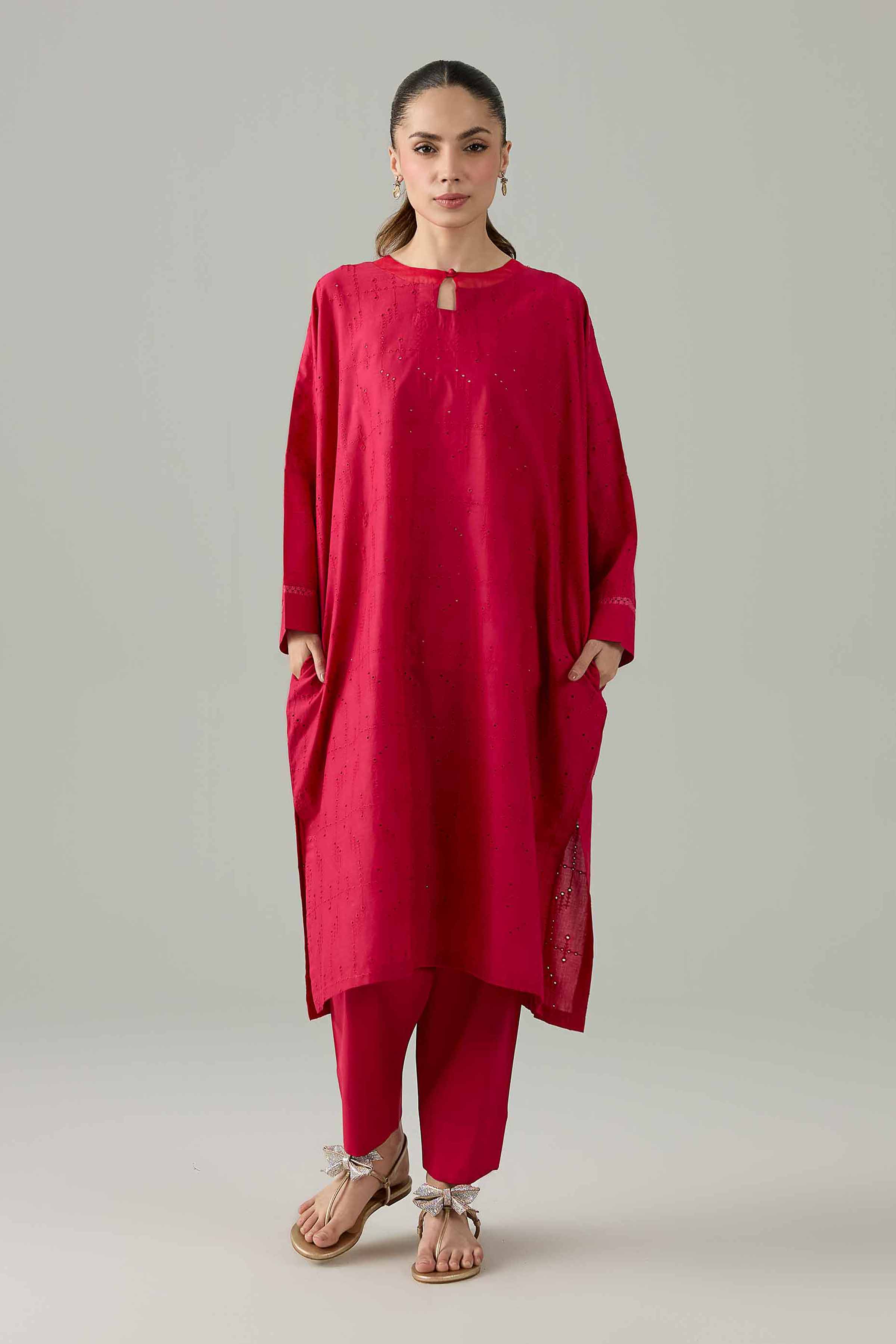 Nishat UK - Pink Embroidered Chicken Kari 2 Piece ready to wear Dress