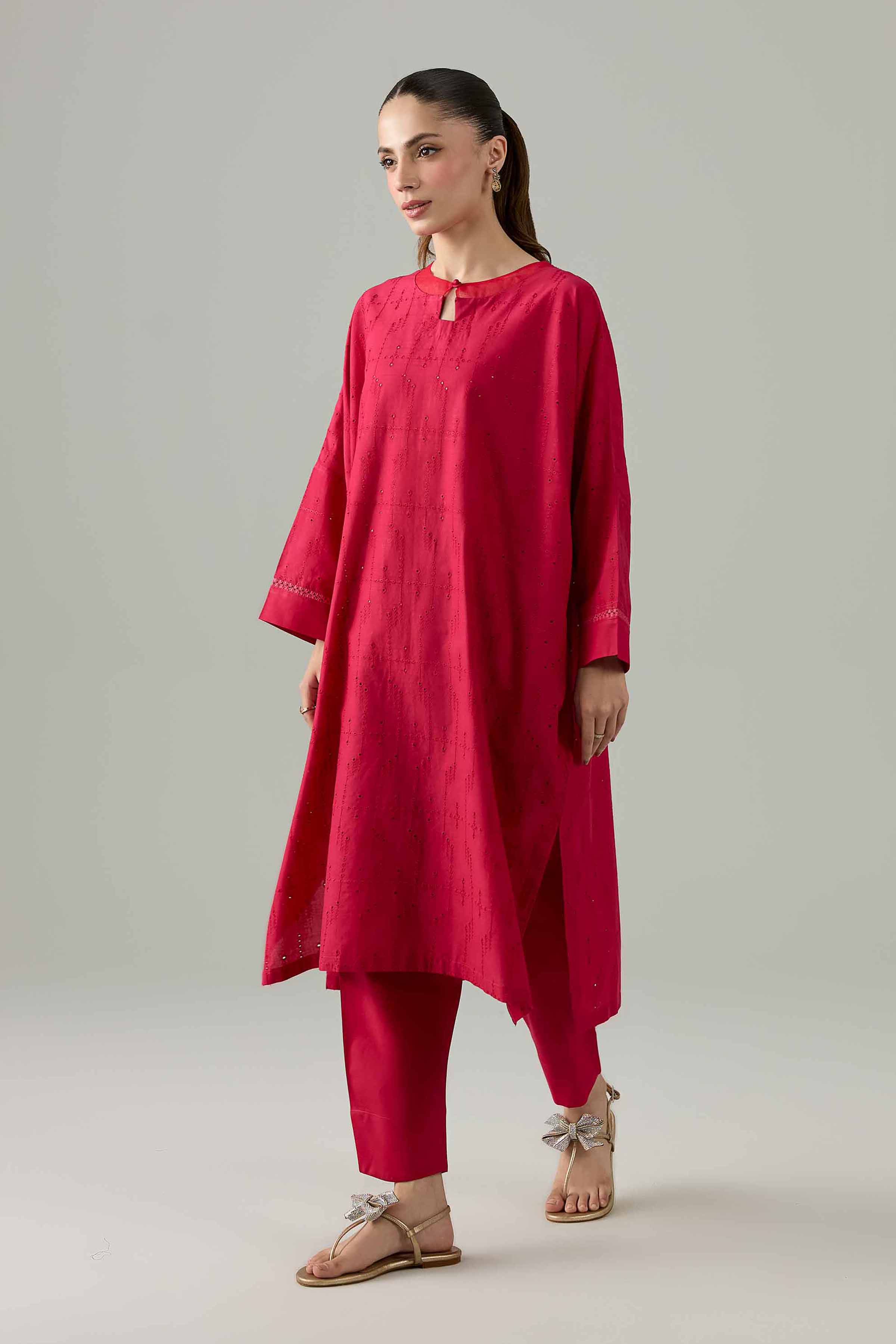 Nishat UK - Pink Embroidered Chicken Kari 2 Piece ready to wear Dress