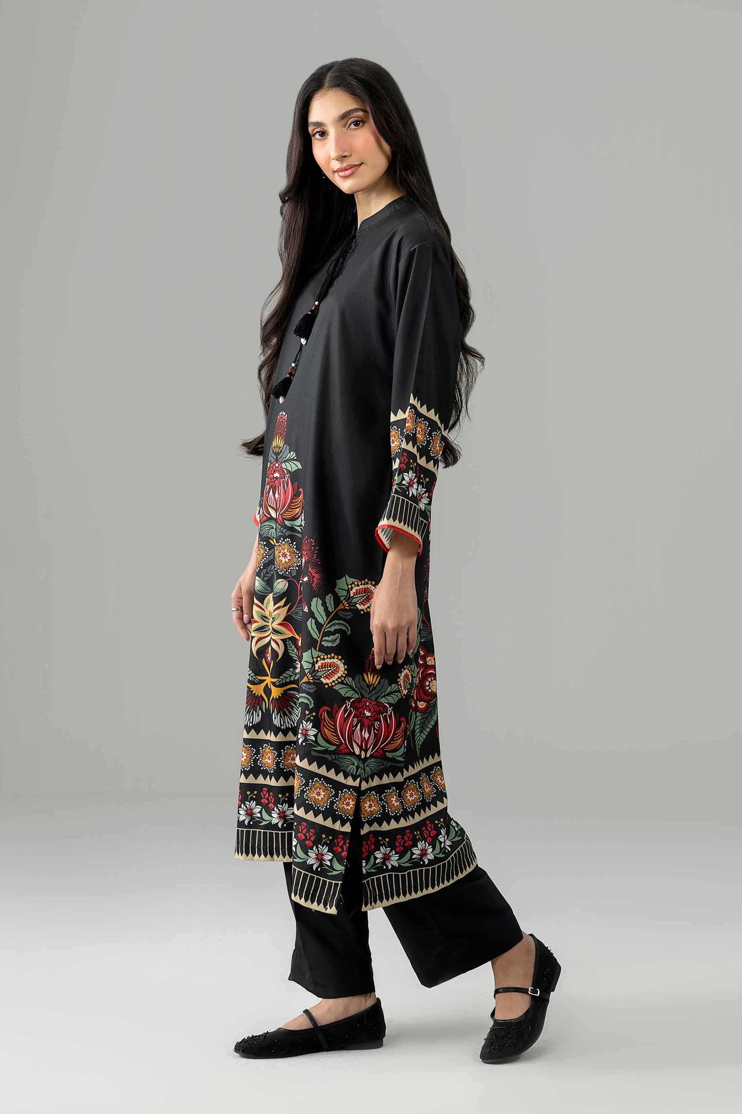 Nishat UK - Black Embroidered Linen 2 Piece ready to wear Dress