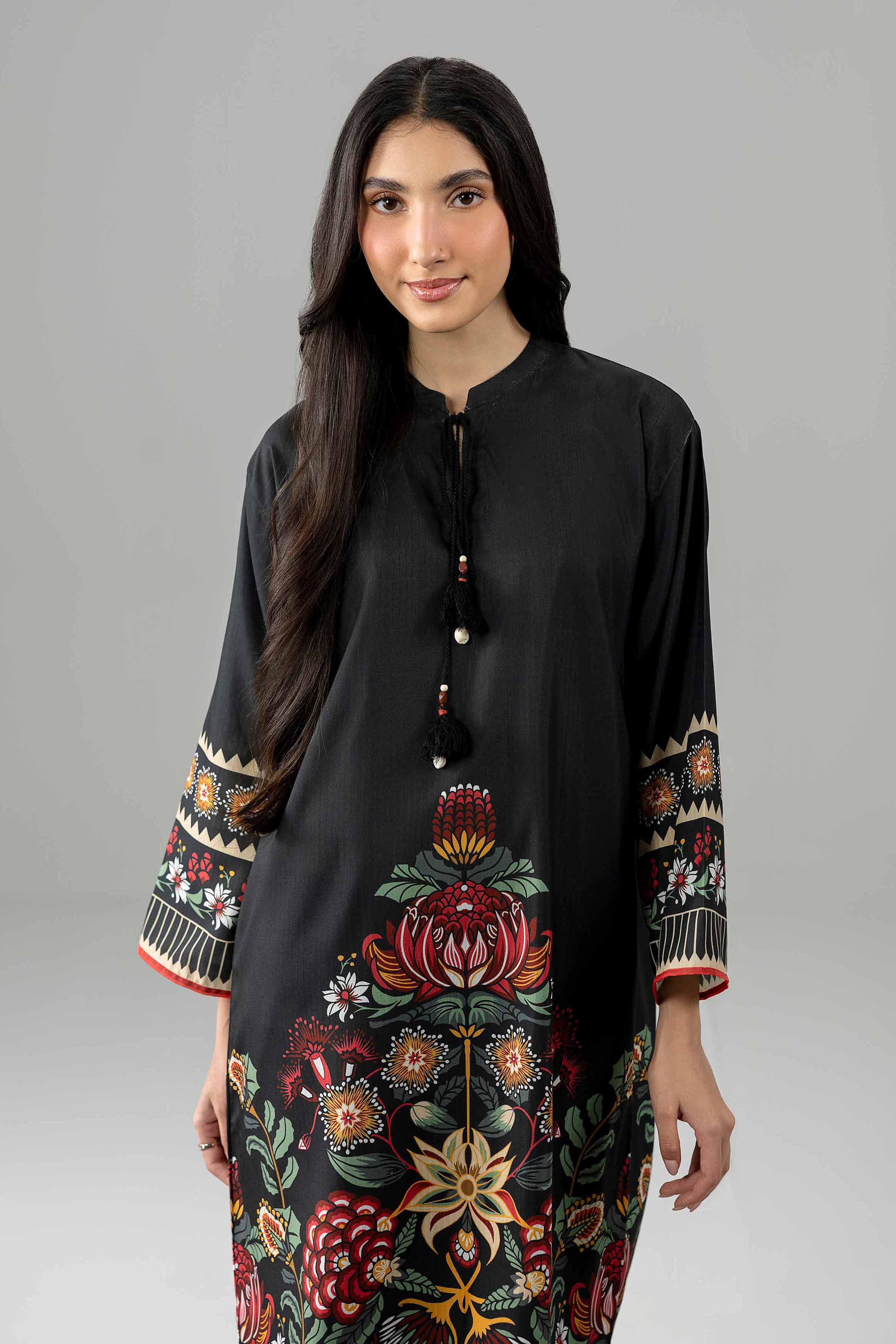 Nishat UK - Black Embroidered Linen 2 Piece ready to wear Dress