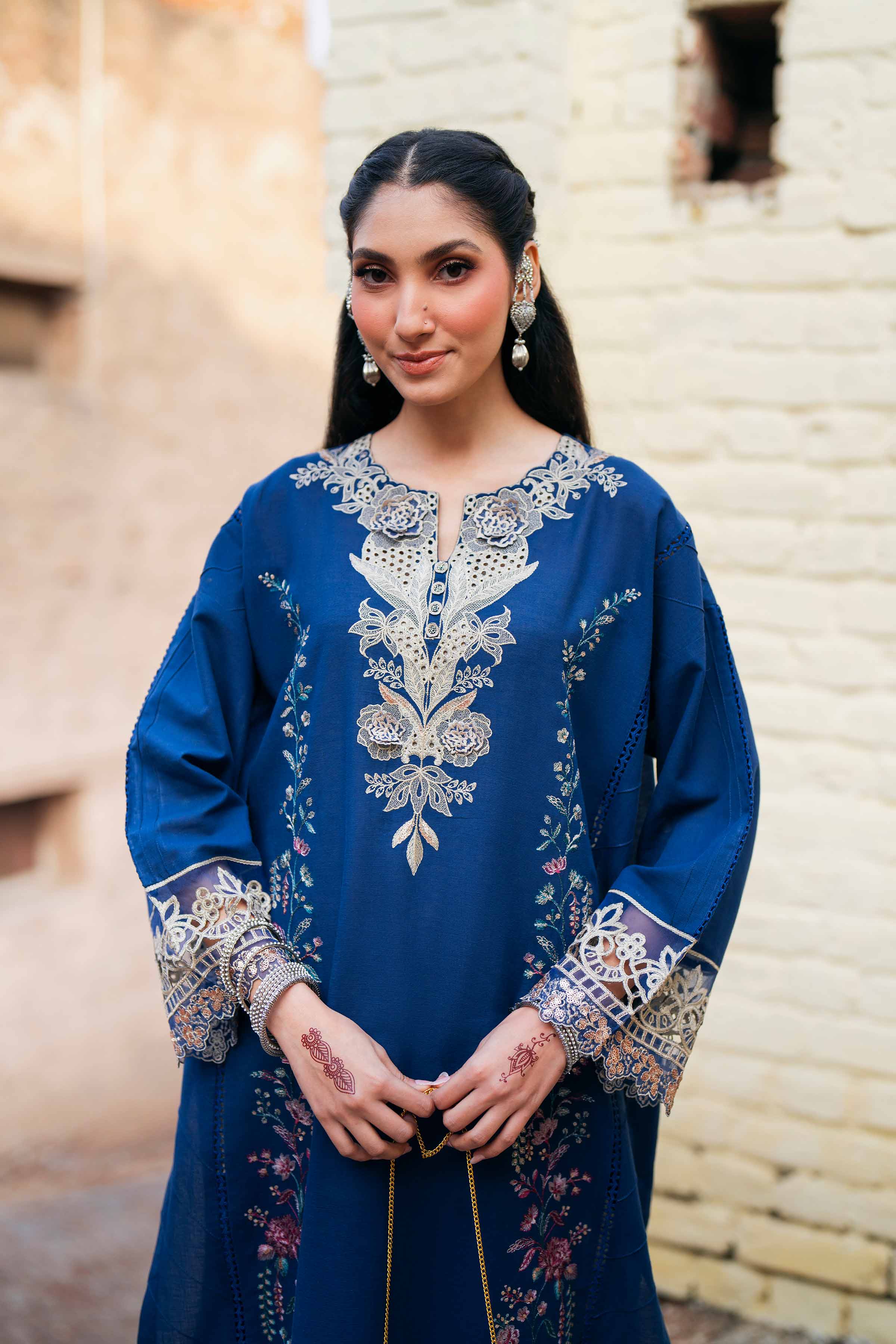 NishatUK - Blue Embroidered Linen 2-piece ready to wear Dress