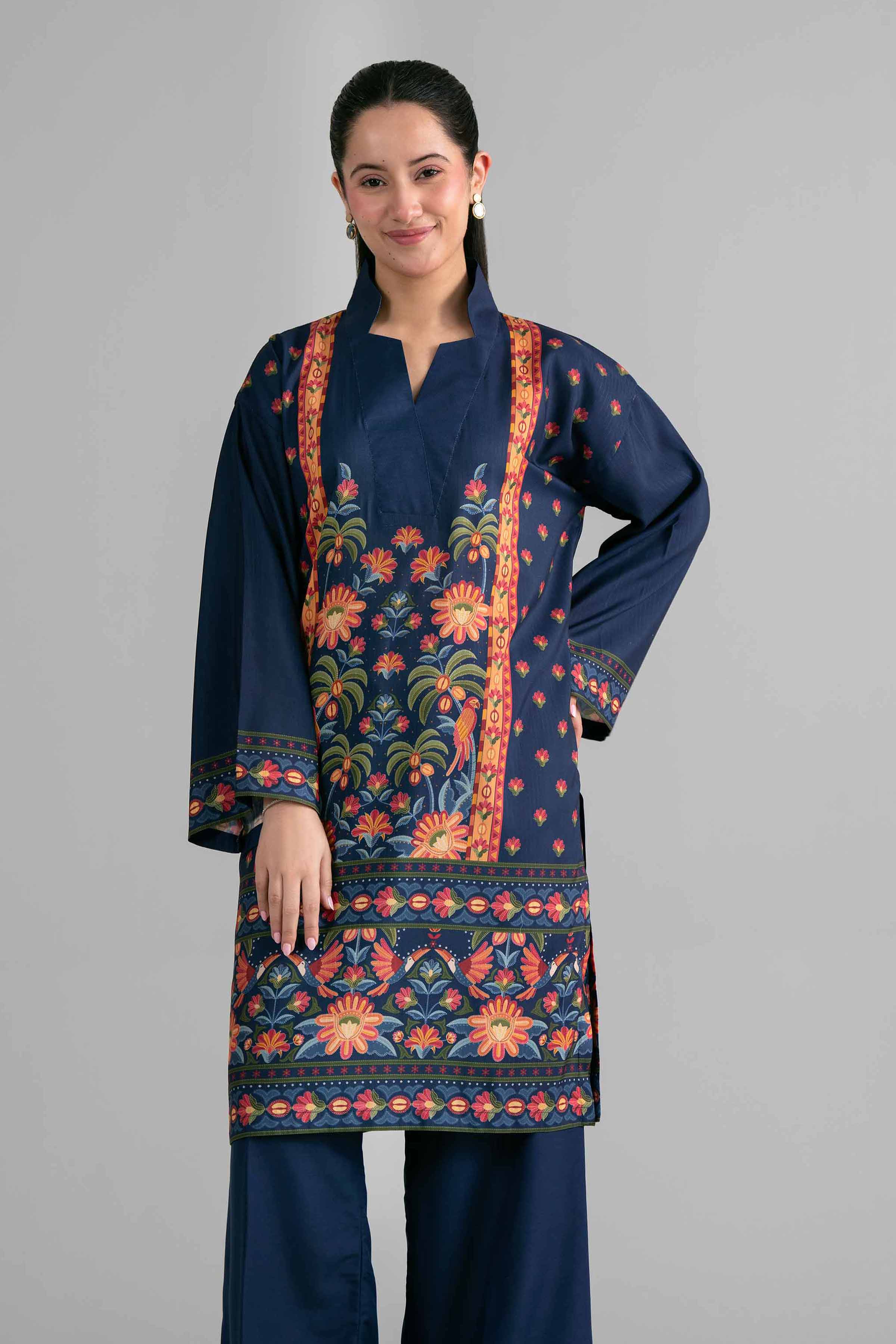 Nishat UK - Blue Printed Linen 2-piece ready to wear Dress