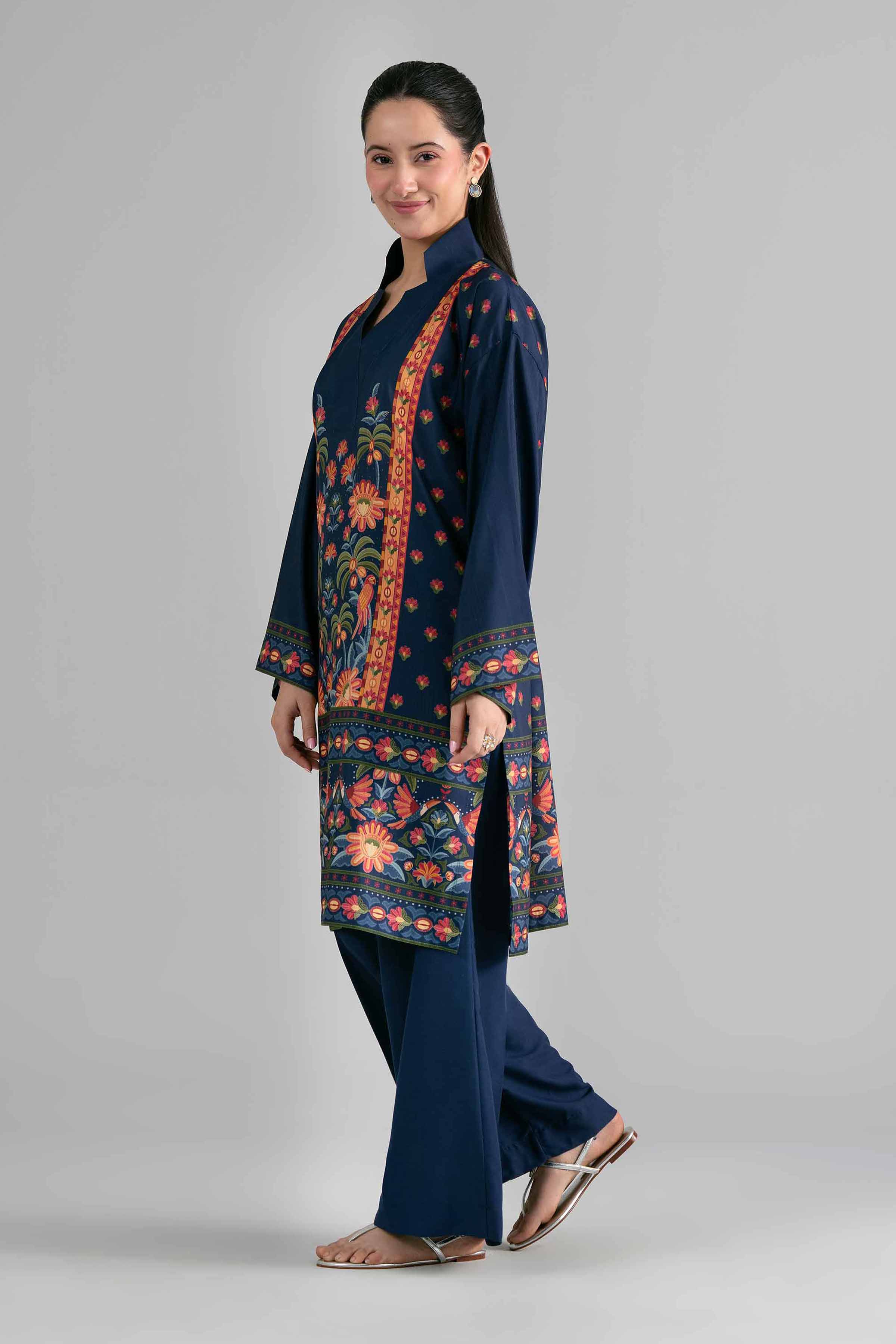 Nishat UK - Blue Printed Linen 2-piece ready to wear Dress